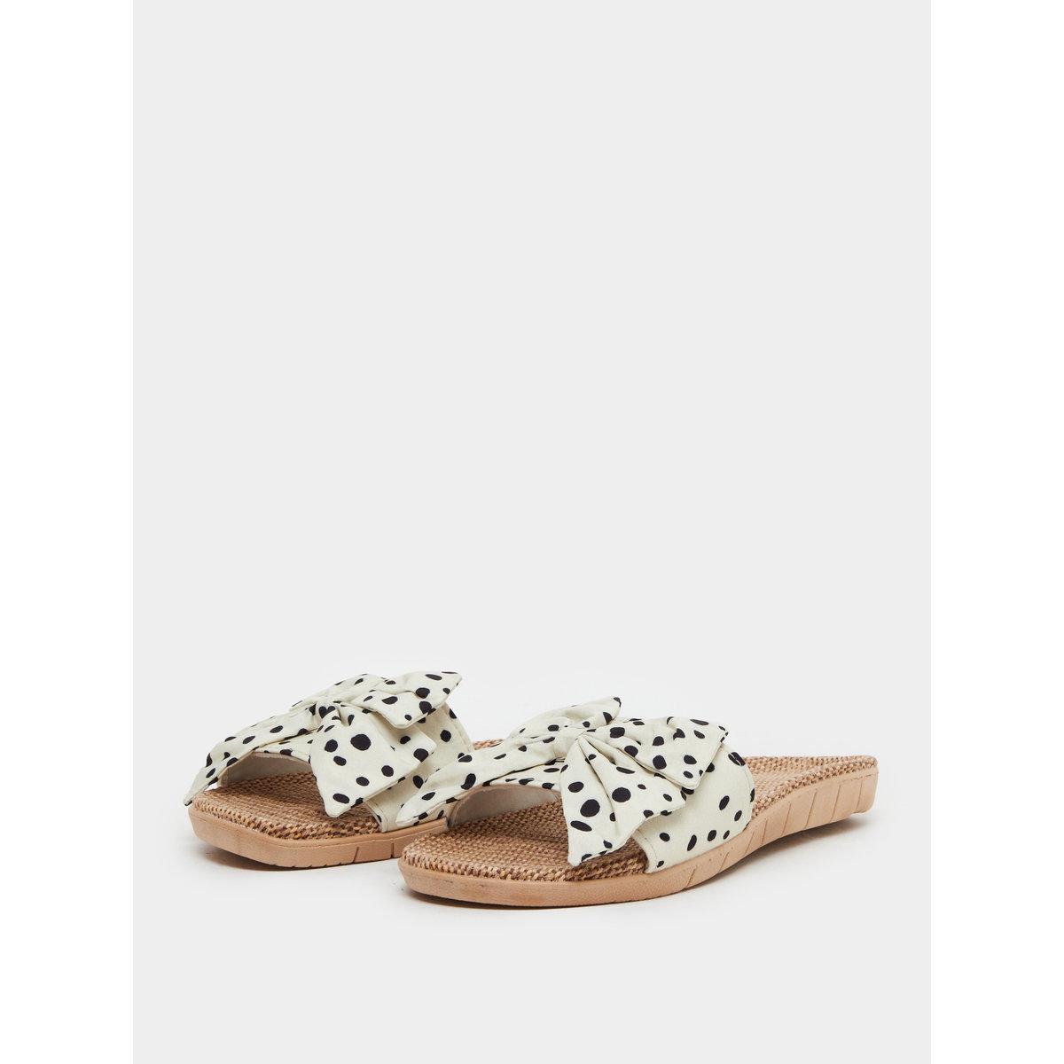 Take Two Polka Dot Print Bow Detail Flat Sandals-women-shoes-flipflopsandslides-image-2