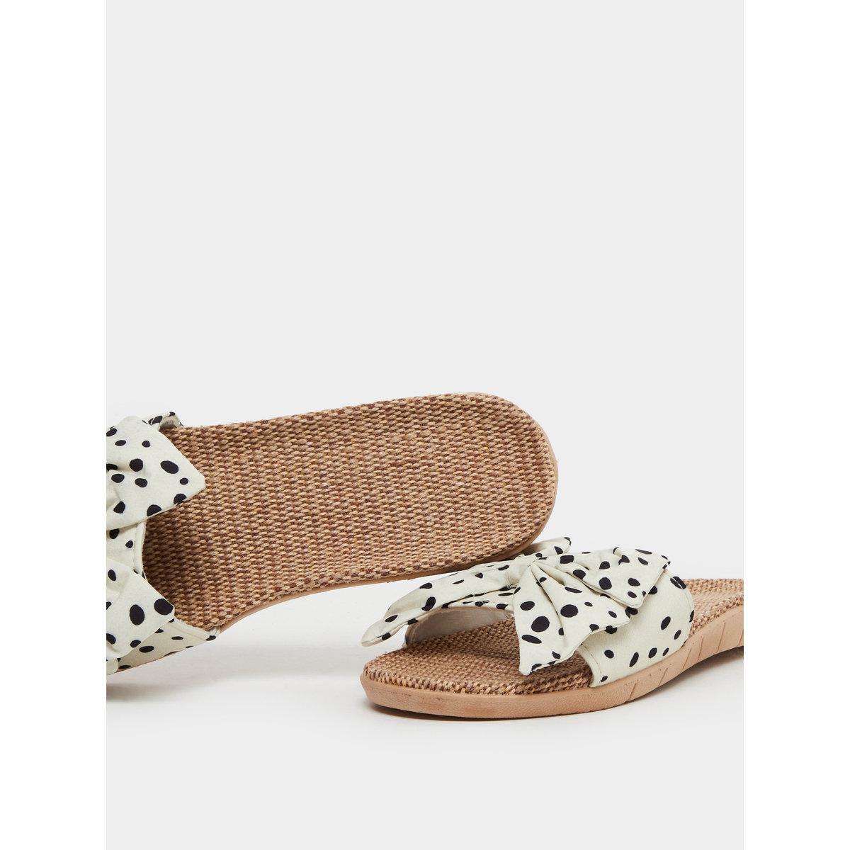 Take Two Polka Dot Print Bow Detail Flat Sandals-women-shoes-flipflopsandslides-image-3