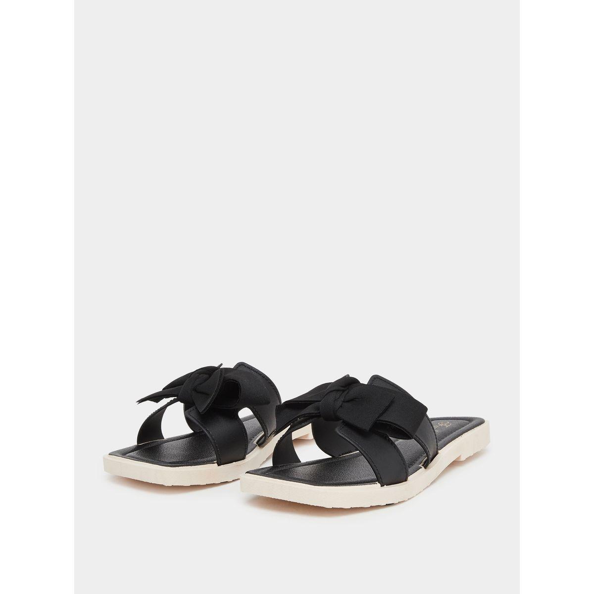 Styli Solid Bow Detail Flat Sandals-women-shoes-flipflopsandslides-image-2