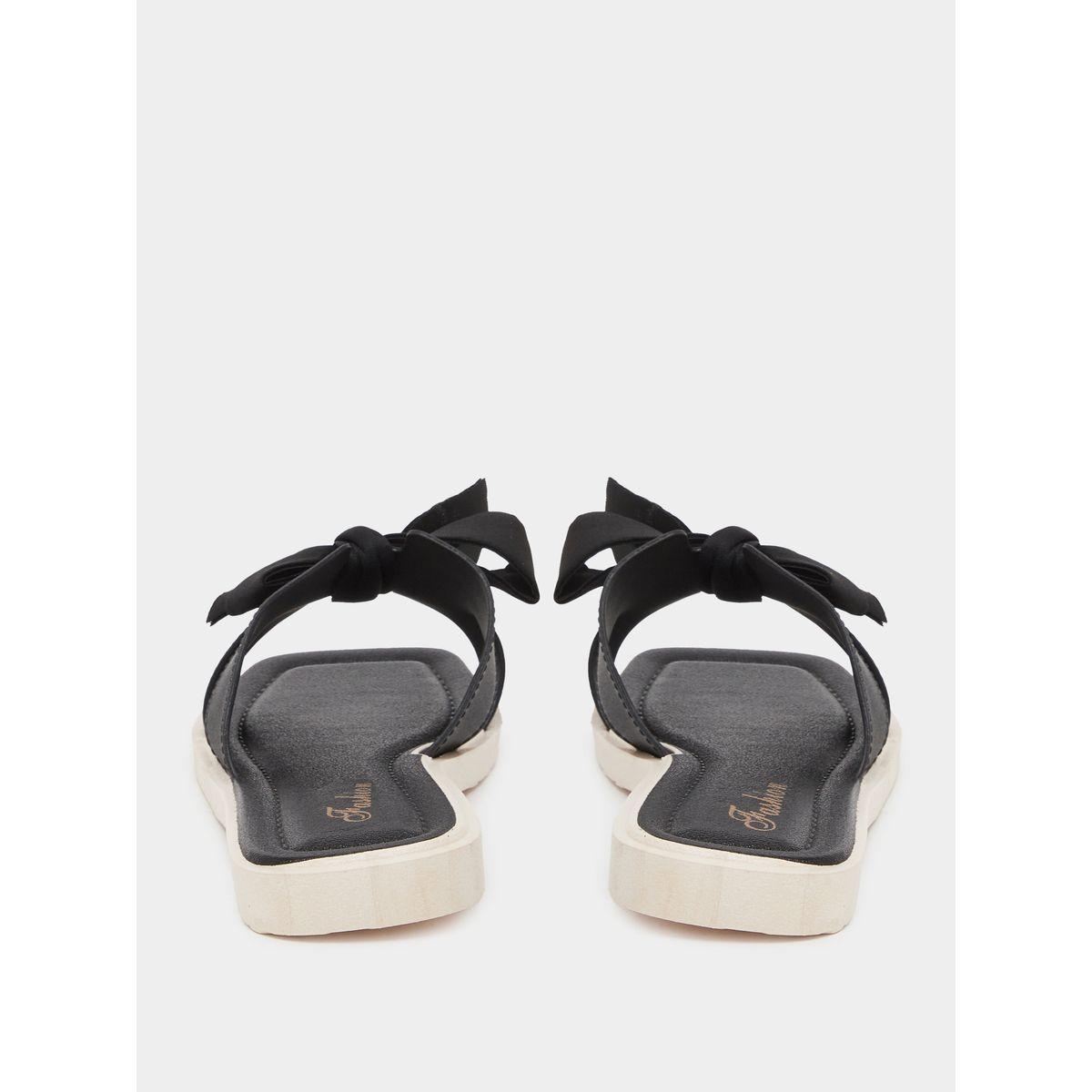 Styli Solid Bow Detail Flat Sandals-women-shoes-flipflopsandslides-image-4