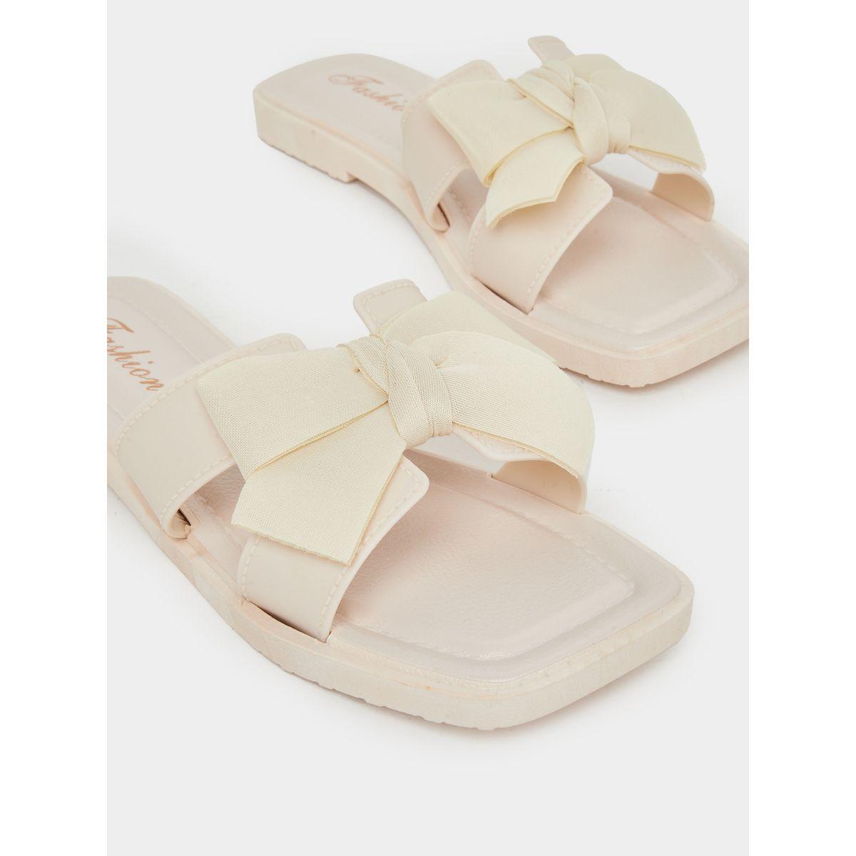Styli Solid Bow Detail Flat Sandals-women-shoes-flipflopsandslides-image-3