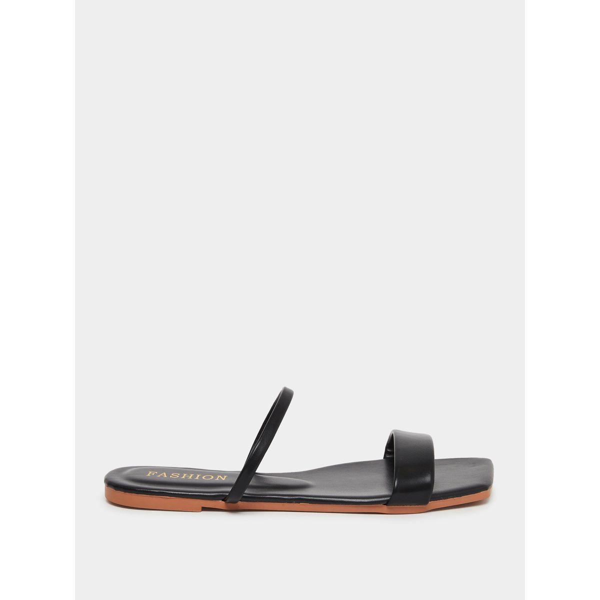 Styli Women Black Flat Sandals-women-shoes-flipflopsandslides-image-1