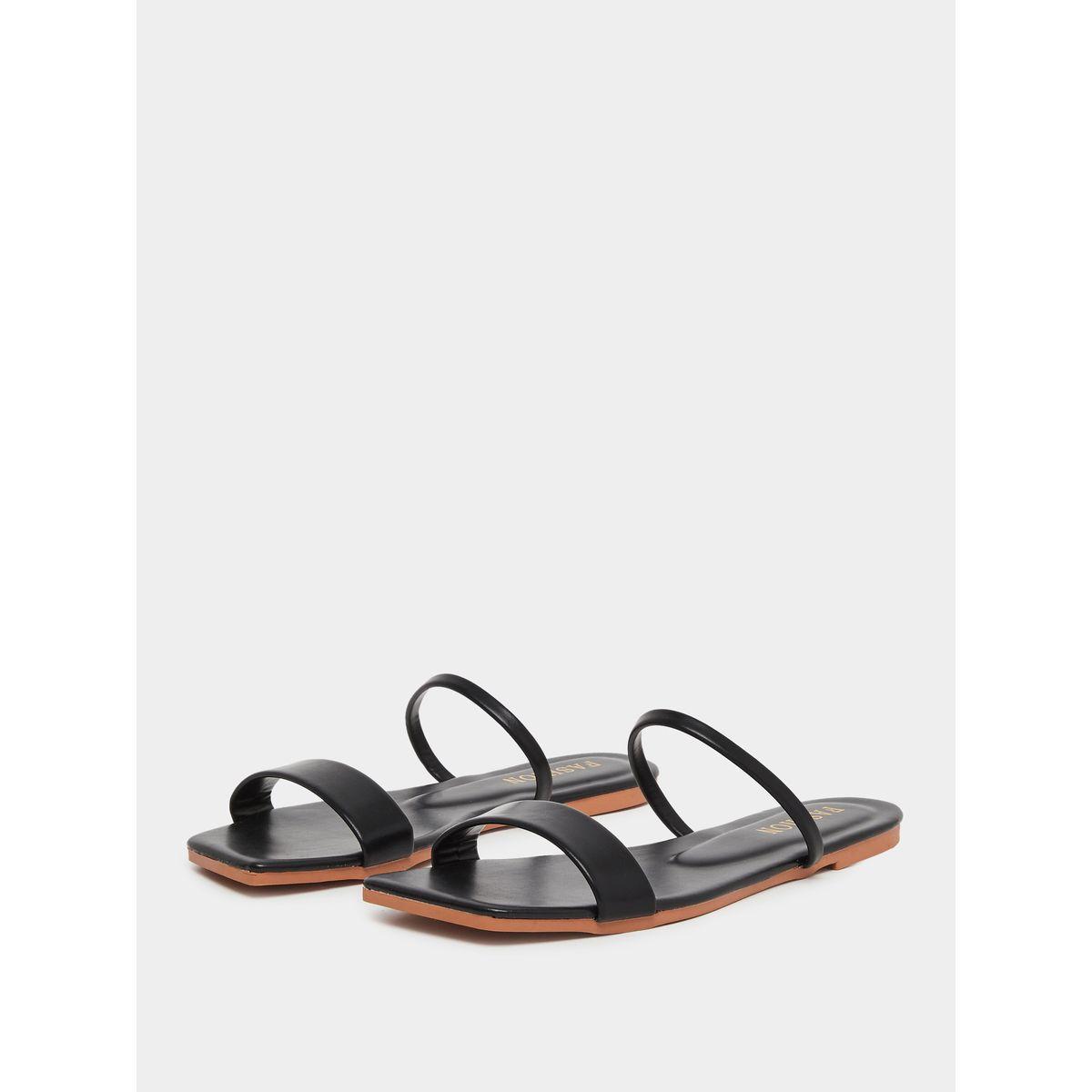 Styli Women Black Flat Sandals-women-shoes-flipflopsandslides-image-2