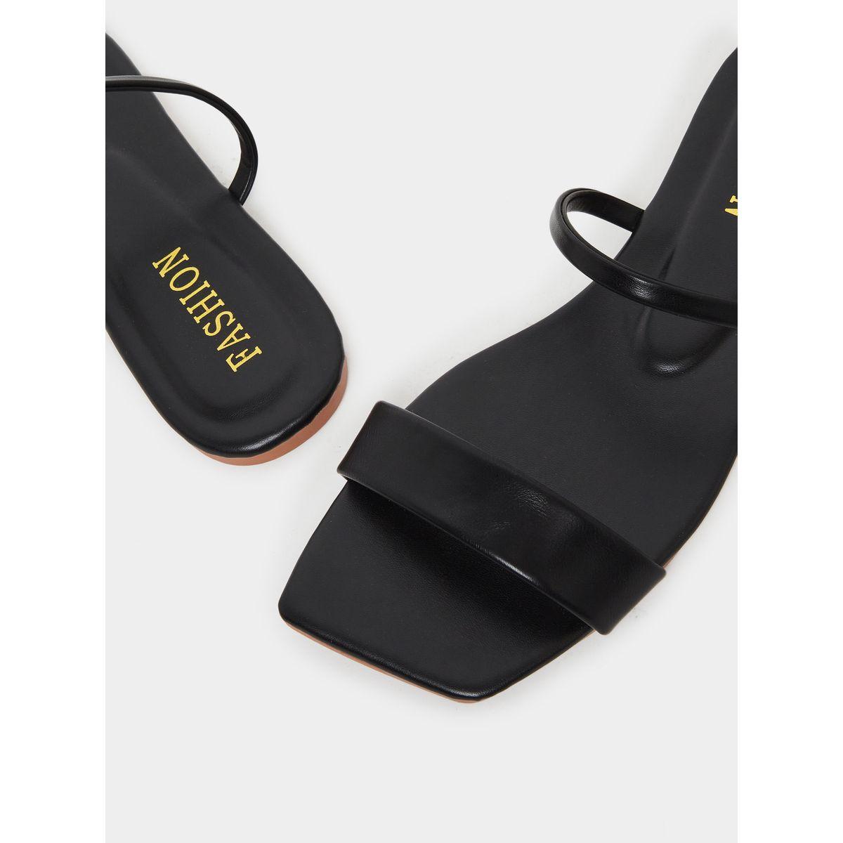 Styli Women Black Flat Sandals-women-shoes-flipflopsandslides-image-3