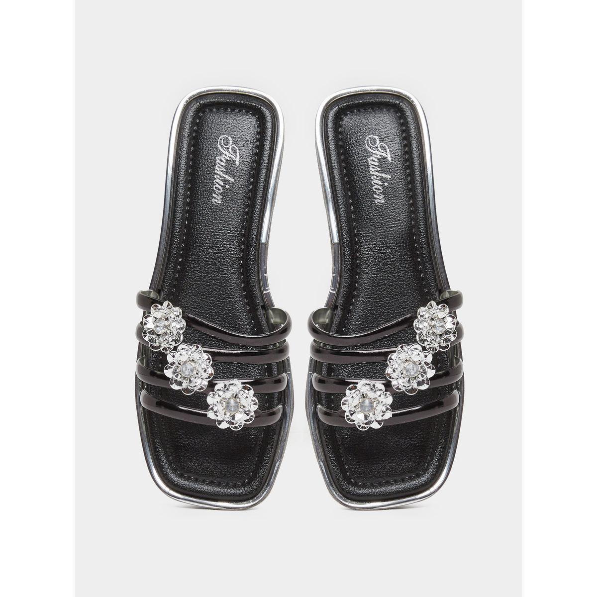 Styli Rhinestone Flower Embellished Flat Sandals-women-shoes-flipflopsandslides-image-5