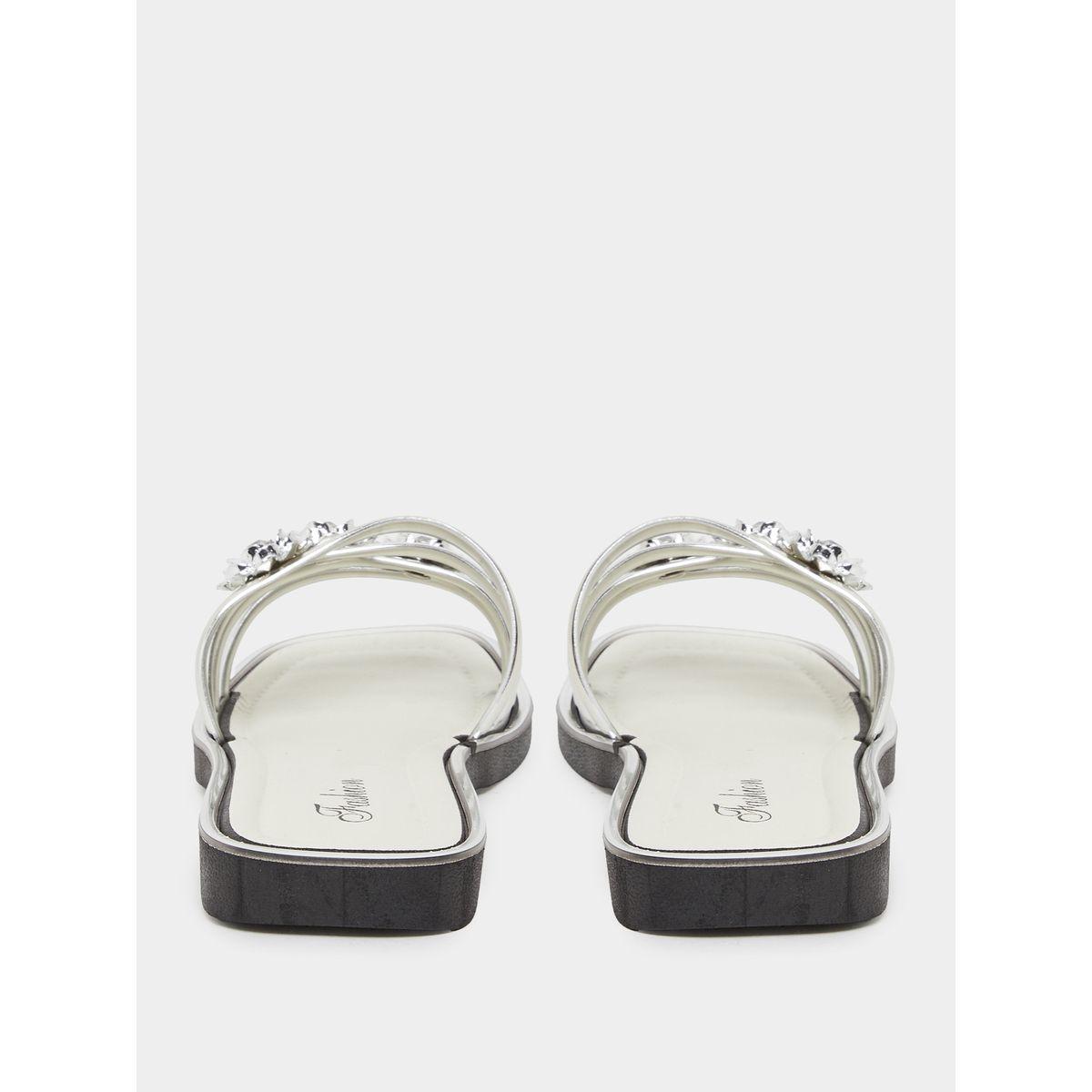 Styli Rhinestone Flower Embellished Flat Sandals-women-shoes-flipflopsandslides-image-4