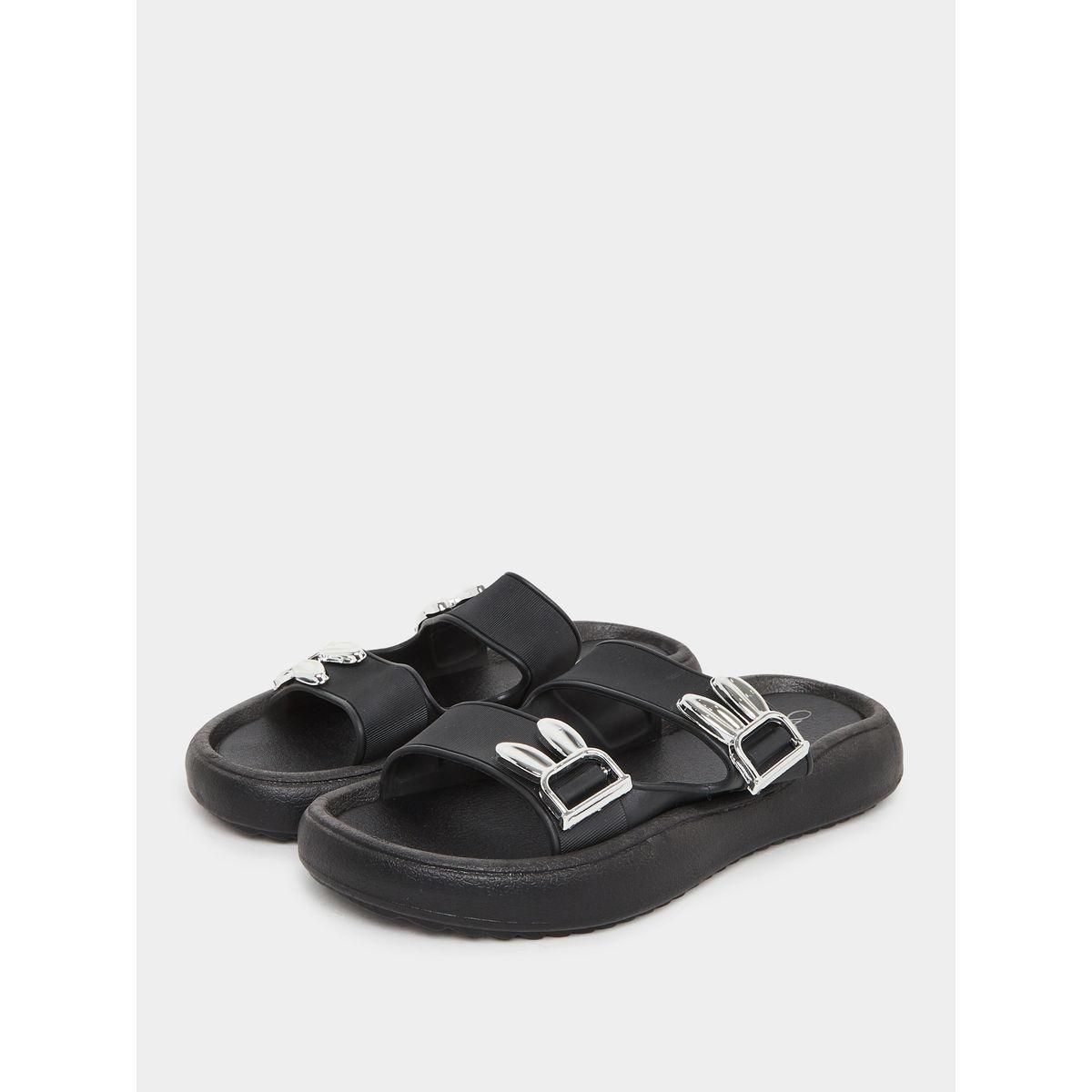 Styli Double Buckle Detail Slip On Slippers-women-shoes-flipflopsandslides-image-2