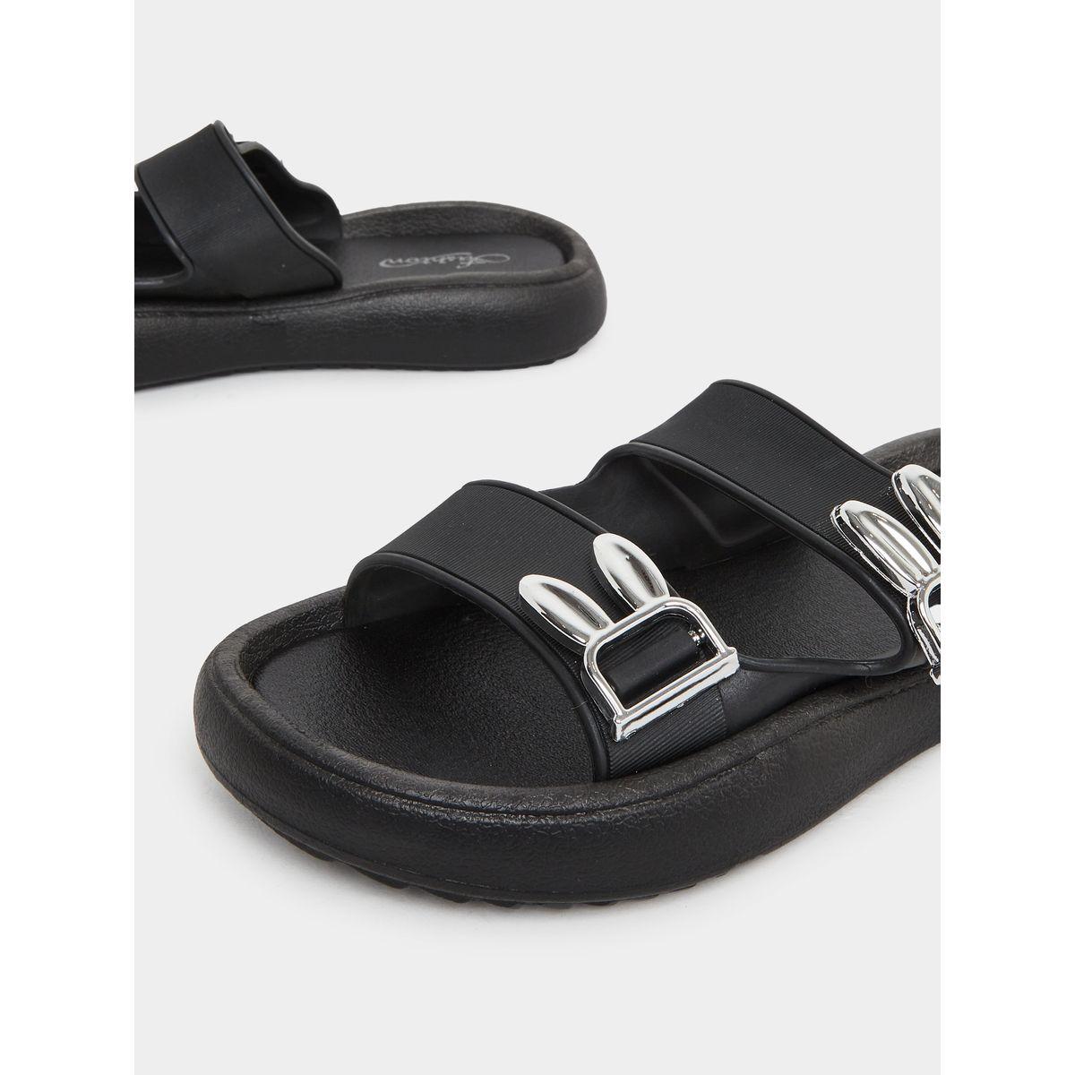 Styli Double Buckle Detail Slip On Slippers-women-shoes-flipflopsandslides-image-3
