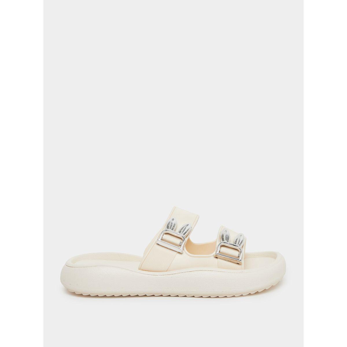 Styli Double Buckle Detail Slip On Slippers-women-shoes-flipflopsandslides-image-1