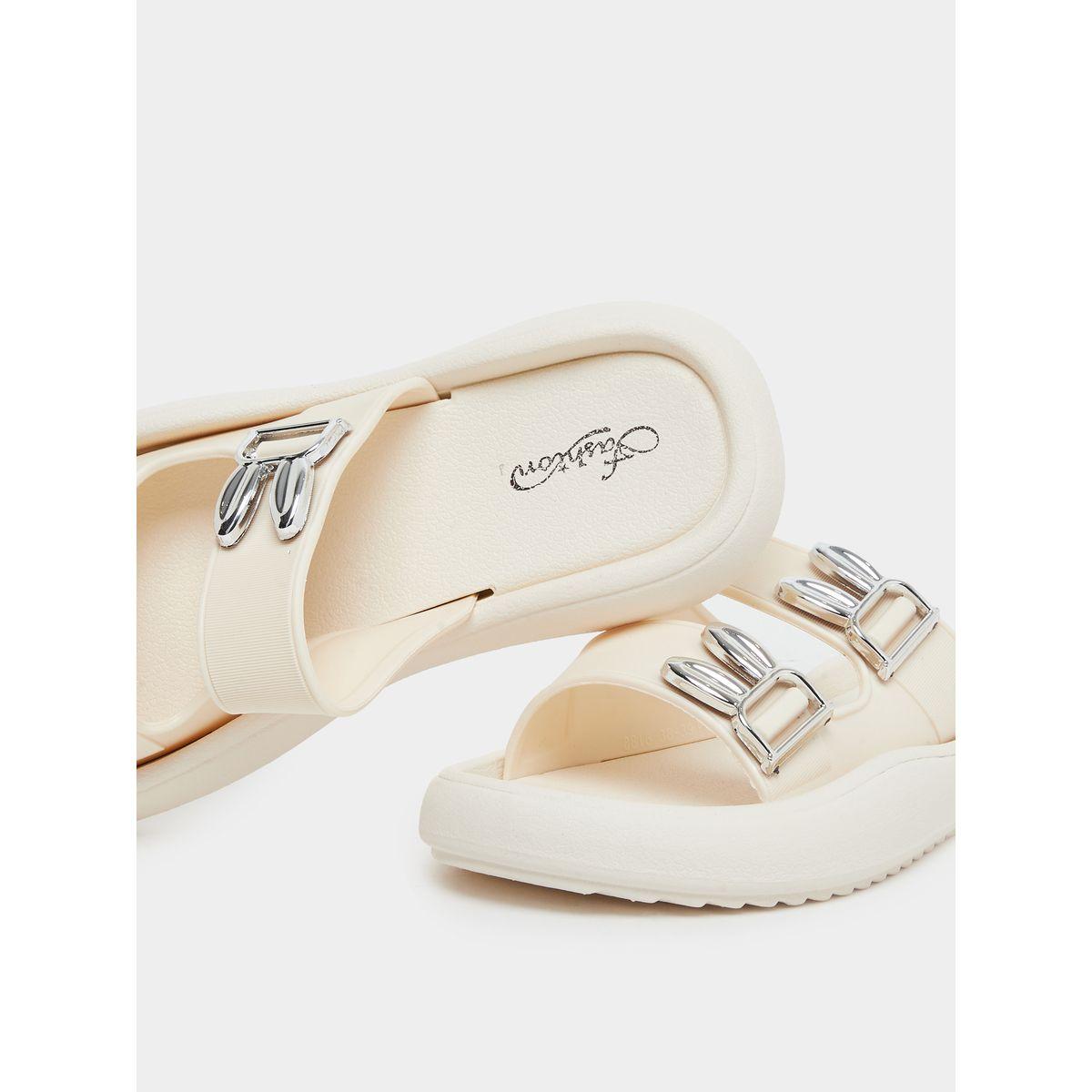 Styli Double Buckle Detail Slip On Slippers-women-shoes-flipflopsandslides-image-3
