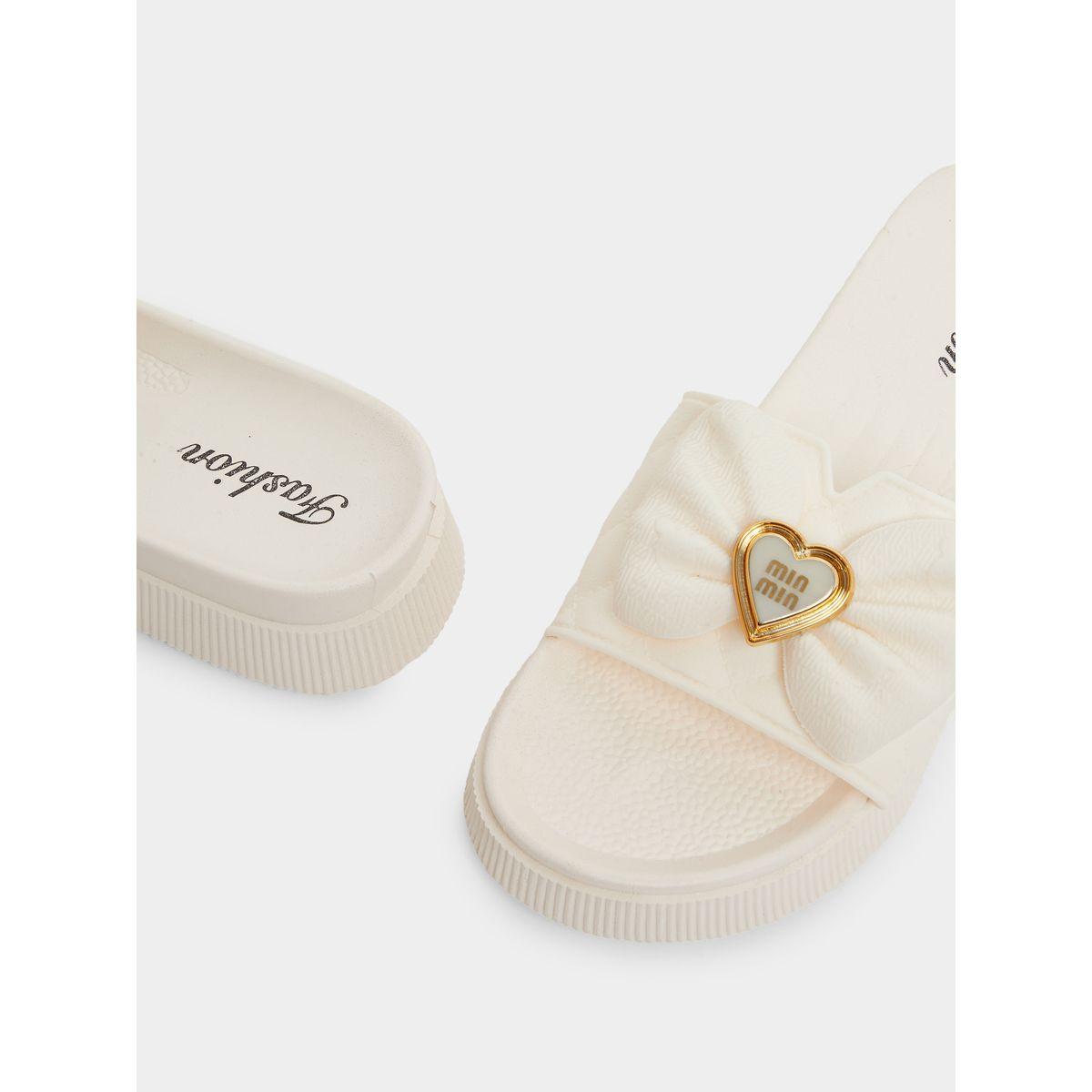 Styli Bow Decoration Textured Flat Sandal-women-shoes-sandals-flats-image-3