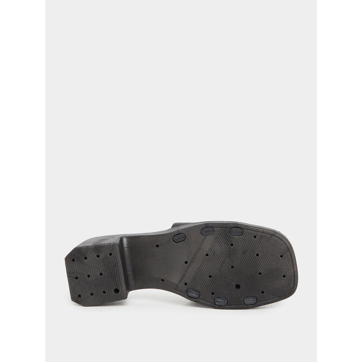 Styli Textured Strap Block Heel Slip On Sandals-women-shoes-heels-image-6