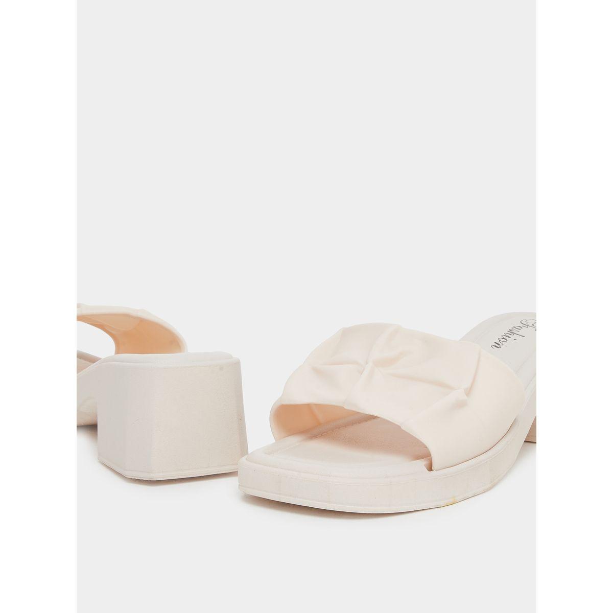 Styli Textured Strap Block Heel Slip On Sandals-women-shoes-heels-image-3