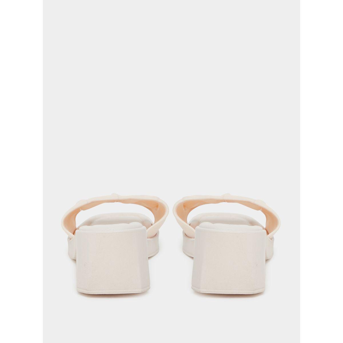 Styli Textured Strap Block Heel Slip On Sandals-women-shoes-heels-image-4