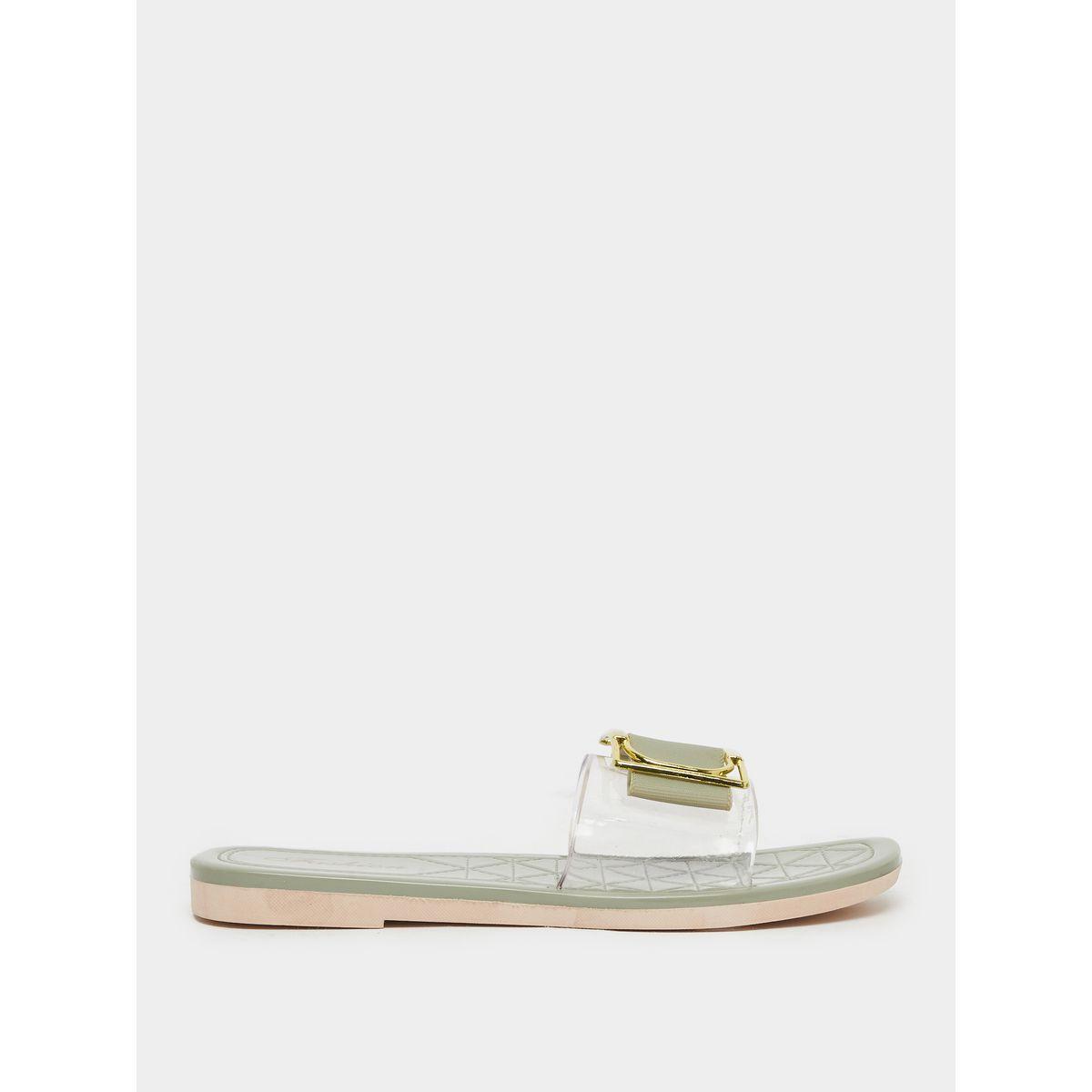 Styli Buckle Decoration Transparent Band Flat Sandals-women-shoes-sandals-flats-image-1
