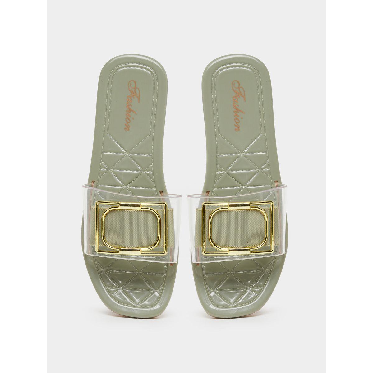 Styli Buckle Decoration Transparent Band Flat Sandals-women-shoes-sandals-flats-image-5