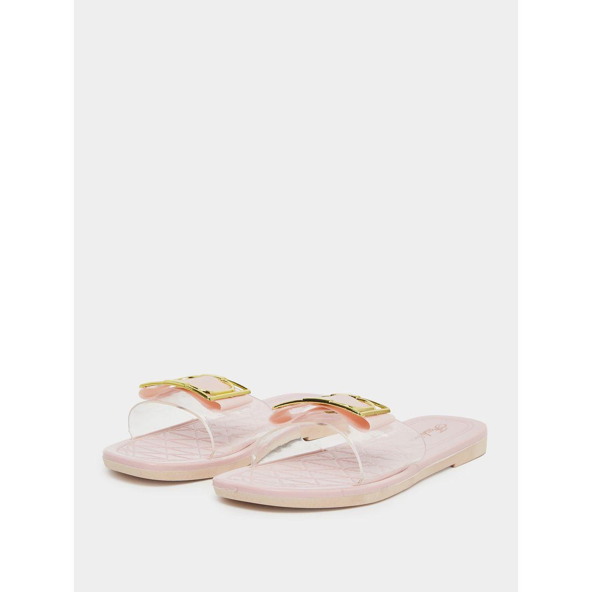 صندل فلات بسير شفاف مع تفاصيل إبزيم-women-shoes-flipflopsandslides-image-2