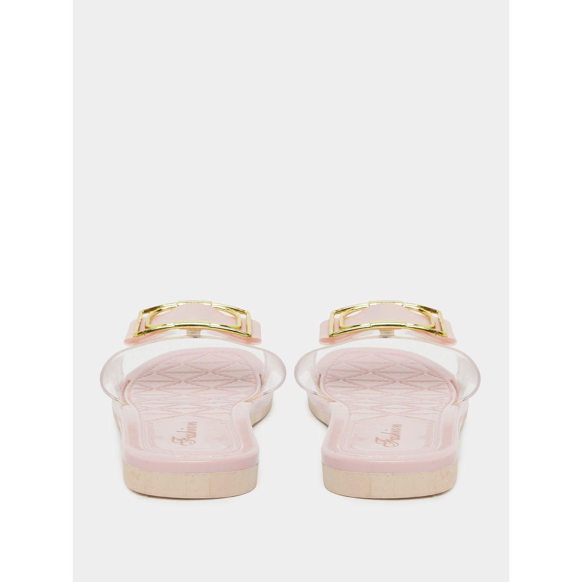 Styli Buckle Decoration Transparent Vamp Flat Sandals-women-shoes-flipflopsandslides-image-4