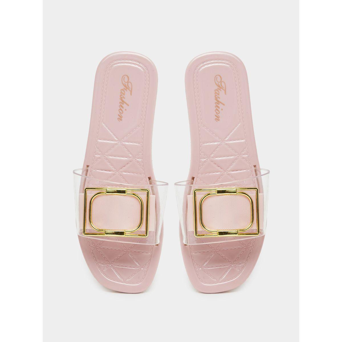 Styli Buckle Decoration Transparent Vamp Flat Sandals-women-shoes-flipflopsandslides-image-5