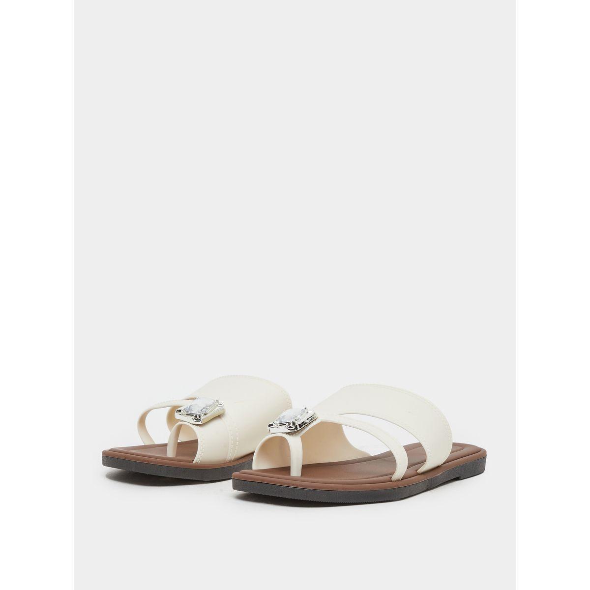 Styli Rhinestone Embellished Flat Sandals-women-shoes-sandals-flats-image-2