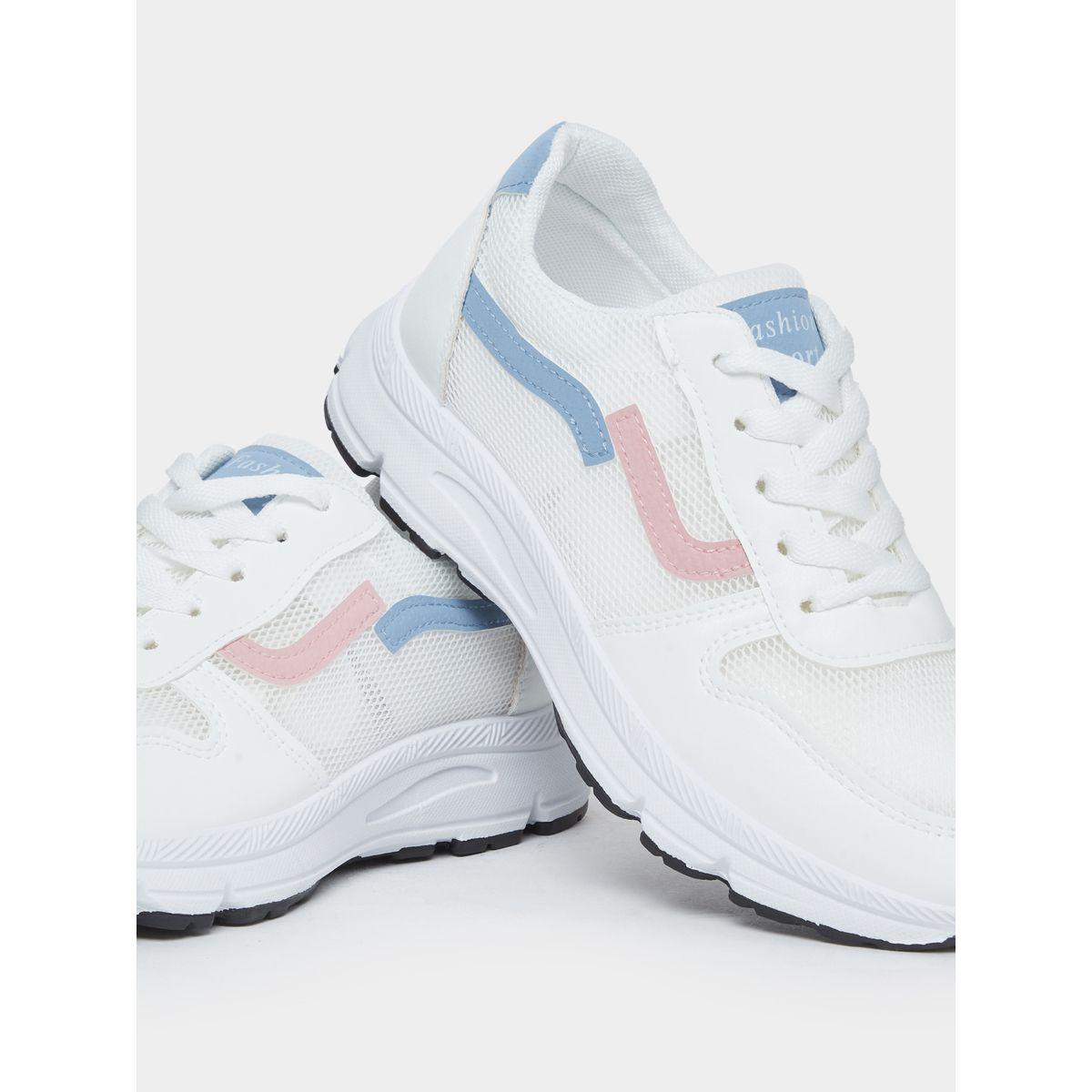 Styli Textured Color Block Lace Up Sneakers-women-shoes-sneakers-image-3