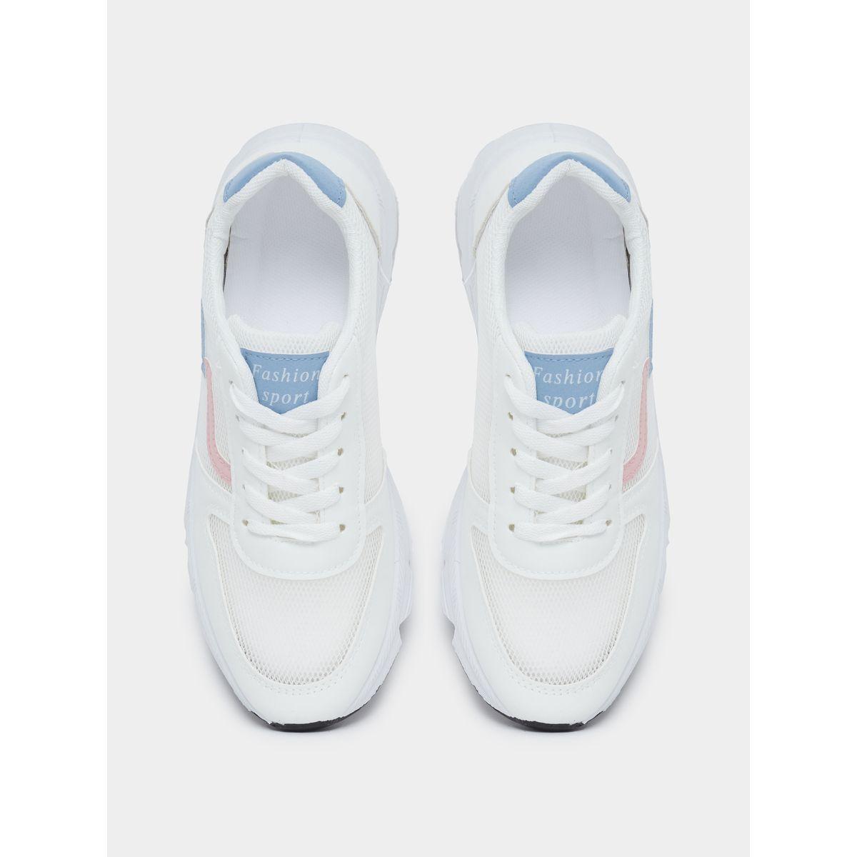 Styli Textured Color Block Lace Up Sneakers-women-shoes-sneakers-image-6