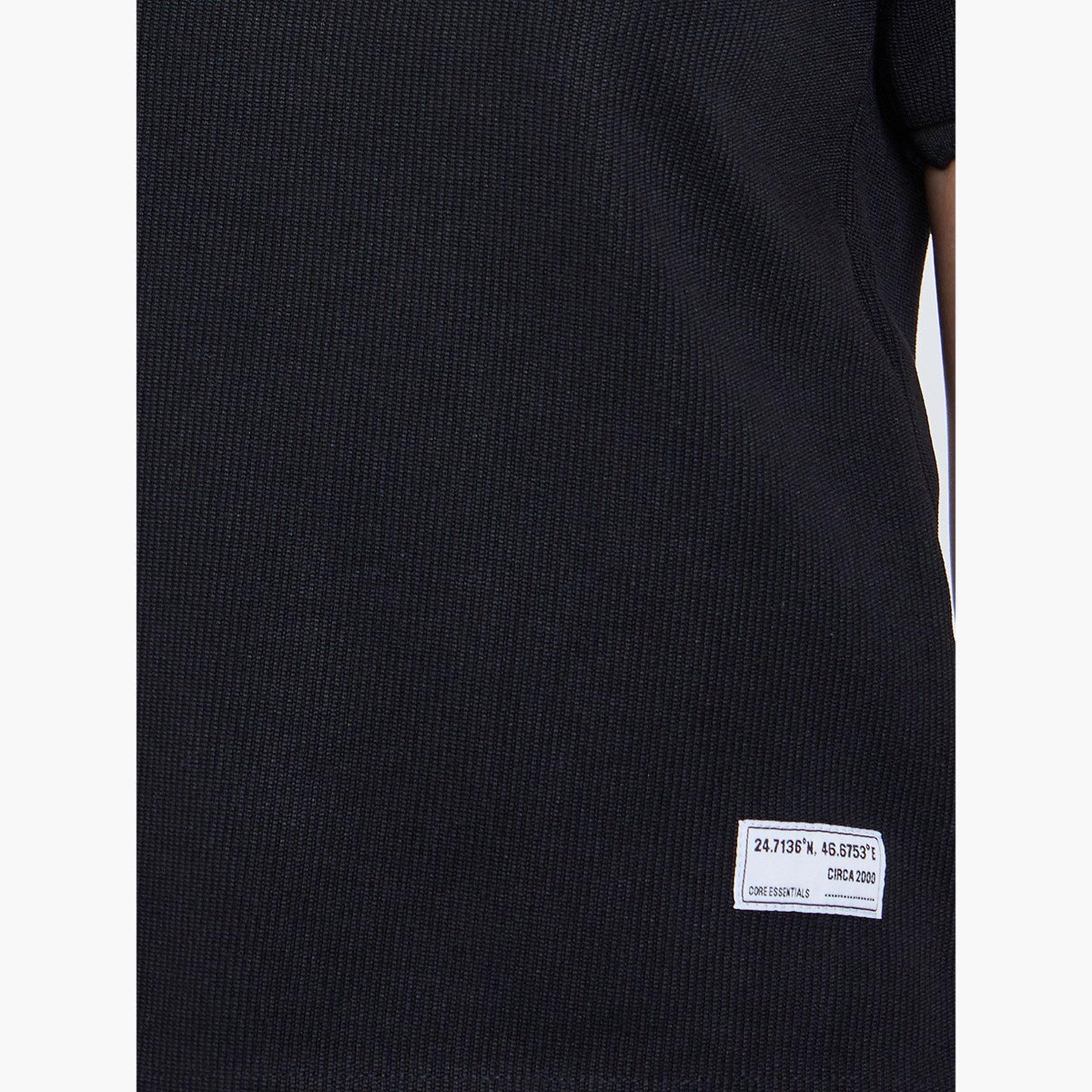 Styli Textured Ribbed Short Sleeve Polo T-Shirt-women-clothing-tshirts-image-3