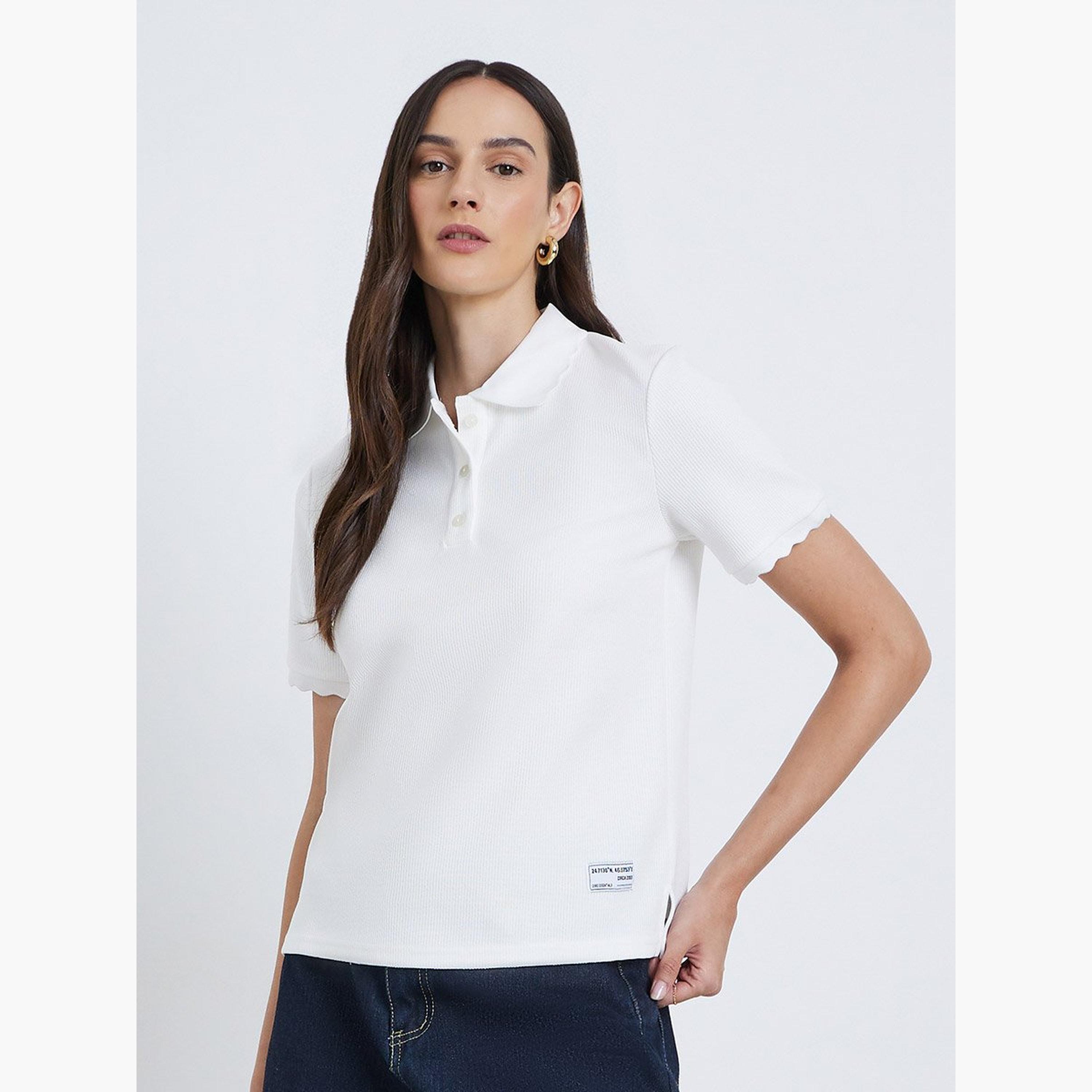 Styli Solid Buttoned Regular Fit Polo T-Shirt-women-clothing-tshirts-image-1