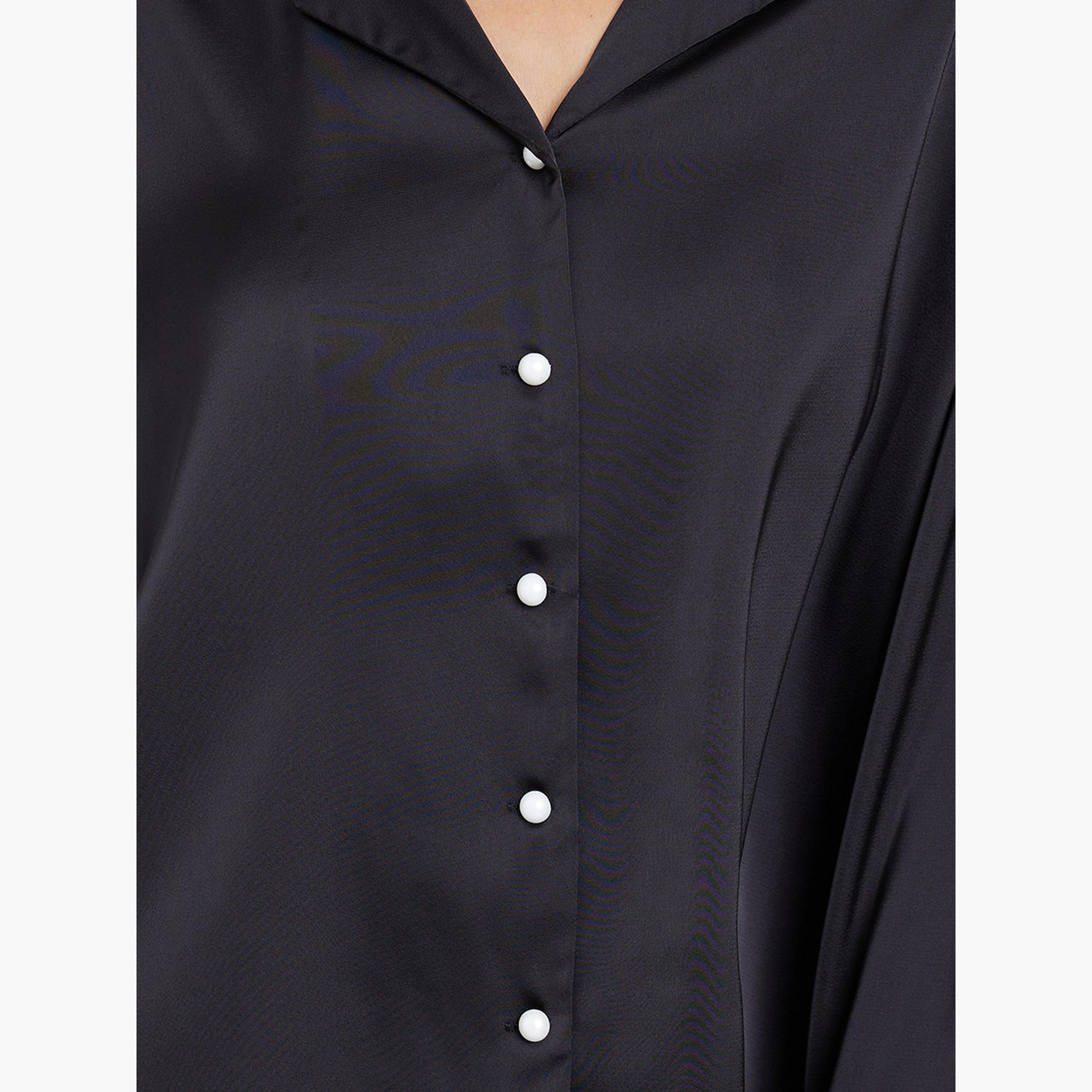 ستايلي - قميص أسود بأكمام طويلة وياقة متباينة-women-clothing-shirtsandblouses-shirts-image-5