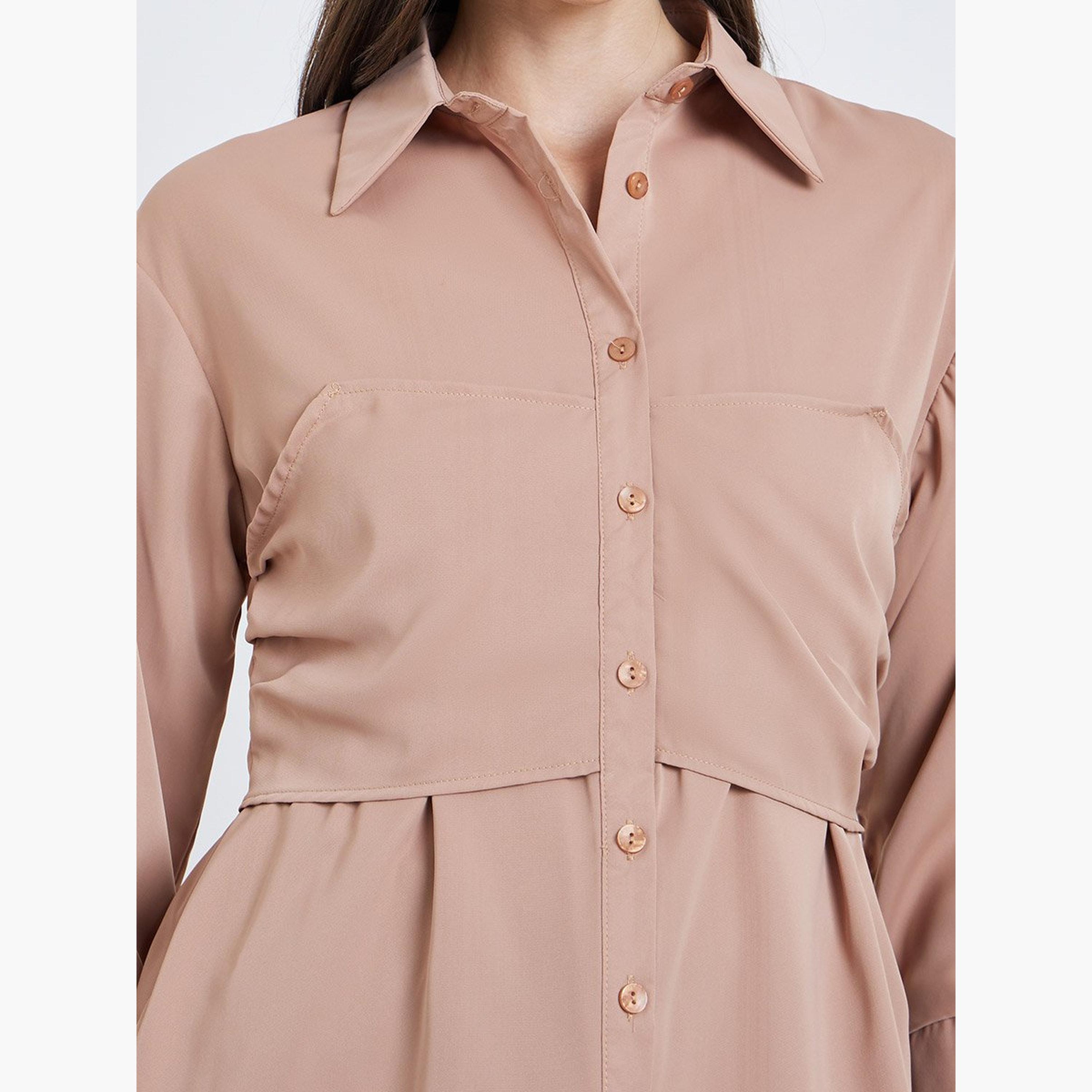 ستايلي - قميص بأكمام طويلة وياقة منتشرة وأزرار-women-clothing-shirtsandblouses-shirts-image-3