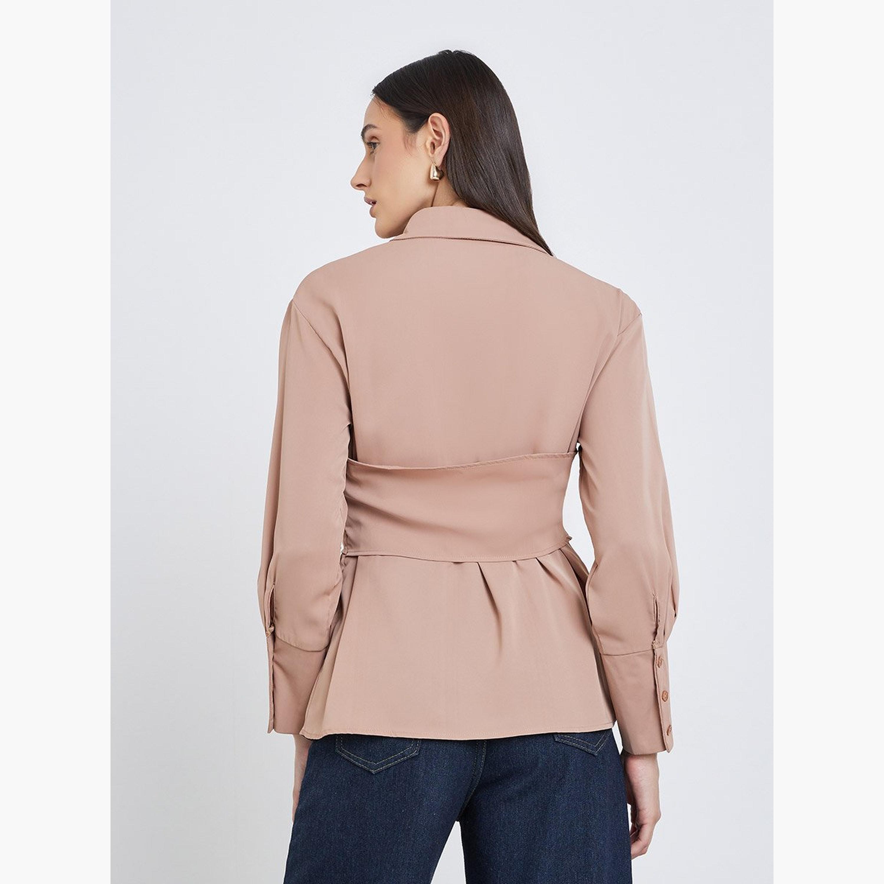 ستايلي - قميص بأكمام طويلة وياقة منتشرة وأزرار-women-clothing-shirtsandblouses-shirts-image-4