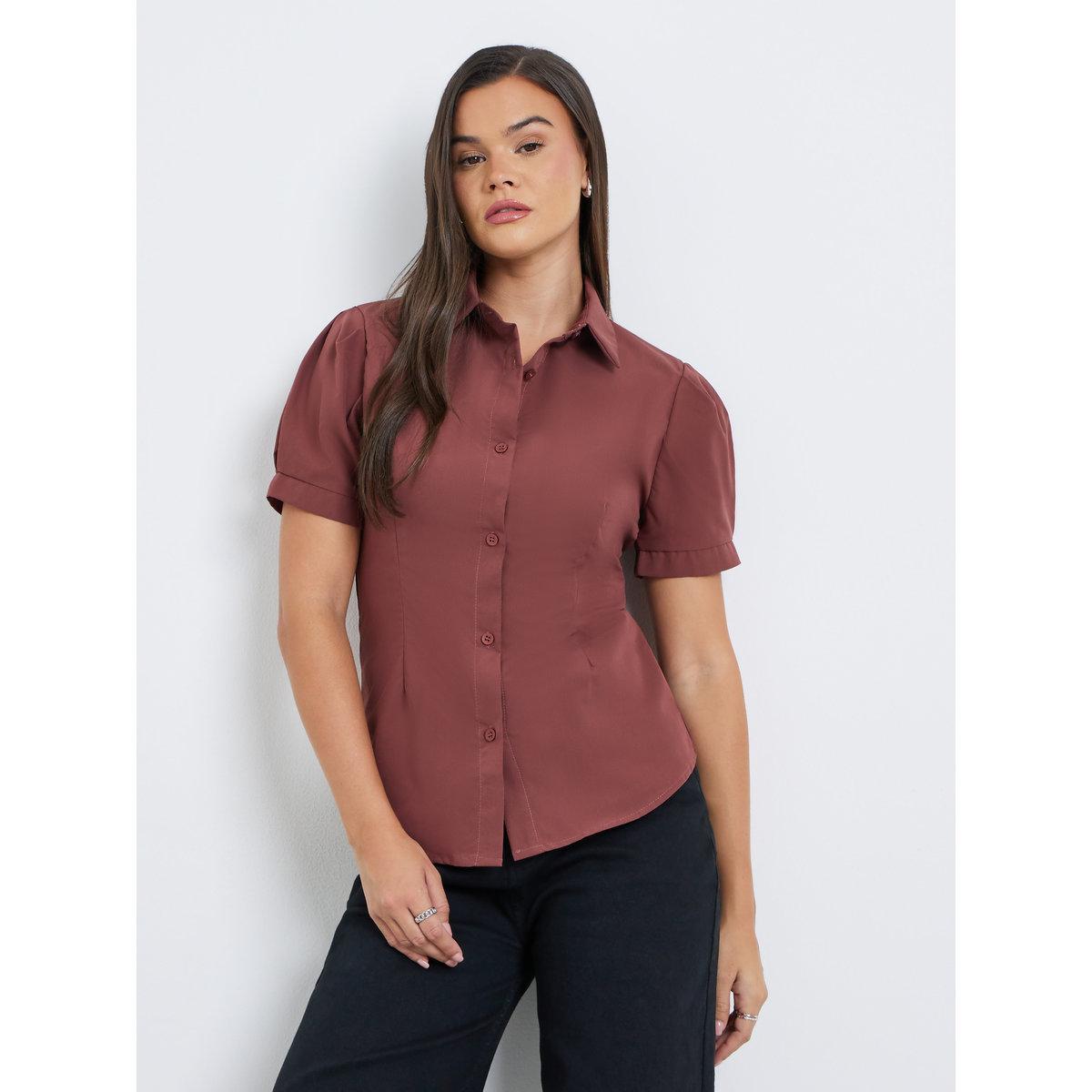 بلوزة بياقة سبريد وأكمام منفوخة-women-clothing-shirtsandblouses-shirts-image-1