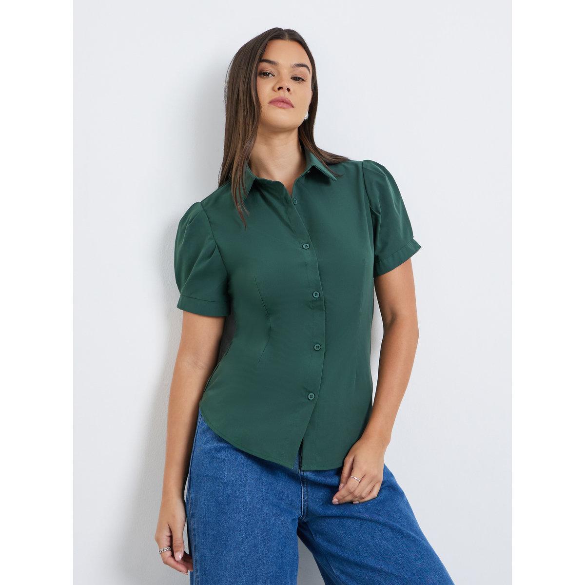 بلوزة بياقة سبريد وأكمام منفوخة-women-clothing-shirtsandblouses-shirts-image-1