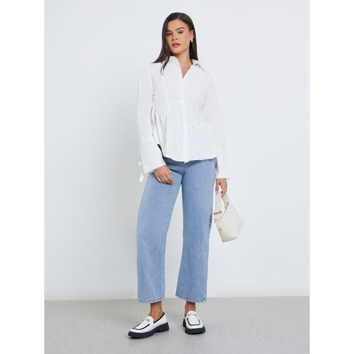 Styli Women White Asymmetric Style Peplum Shirt-women-clothing-shirtsandblouses-shirts-image-2