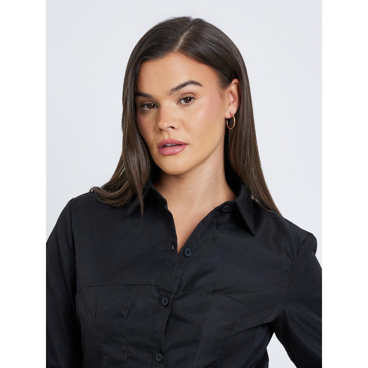 Styli Solid Buttoned Spread Collar Shirt-women-clothing-shirtsandblouses-shirts-image-3