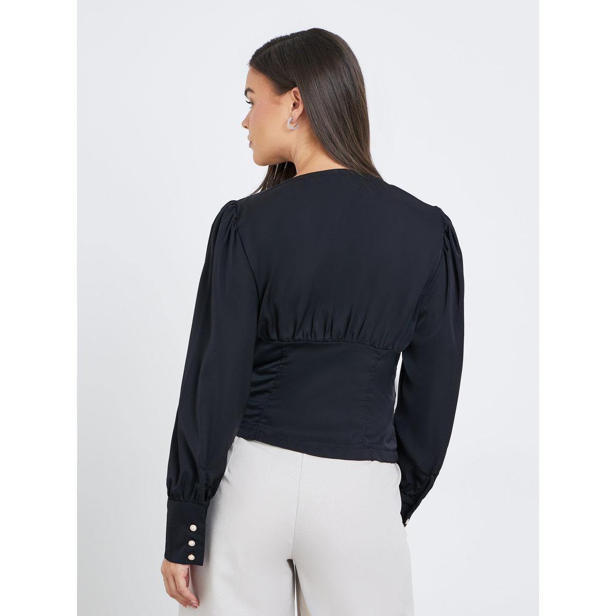 بلوزة سادة بتفاصيل أزرار وأكمام بالون-women-clothing-shirtsandblouses-blouses-image-4