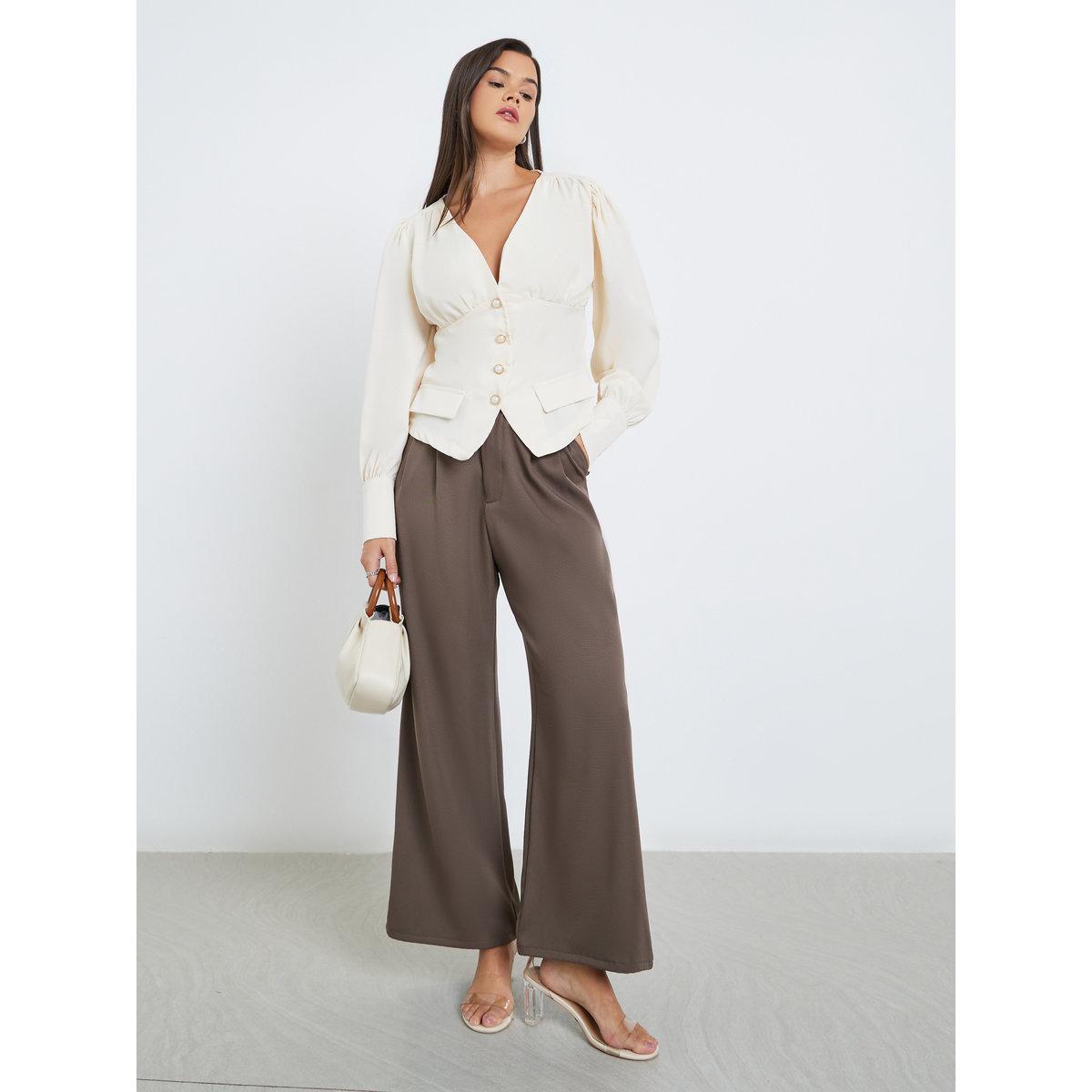 بلوزة بأكمام بالون بتفاصيل أزرار-women-clothing-shirtsandblouses-blouses-image-2