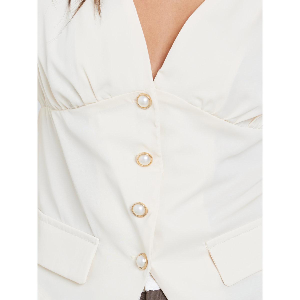 Styli V-Neck Buttoned Balloon Sleeve Tops-women-clothing-shirtsandblouses-blouses-image-4