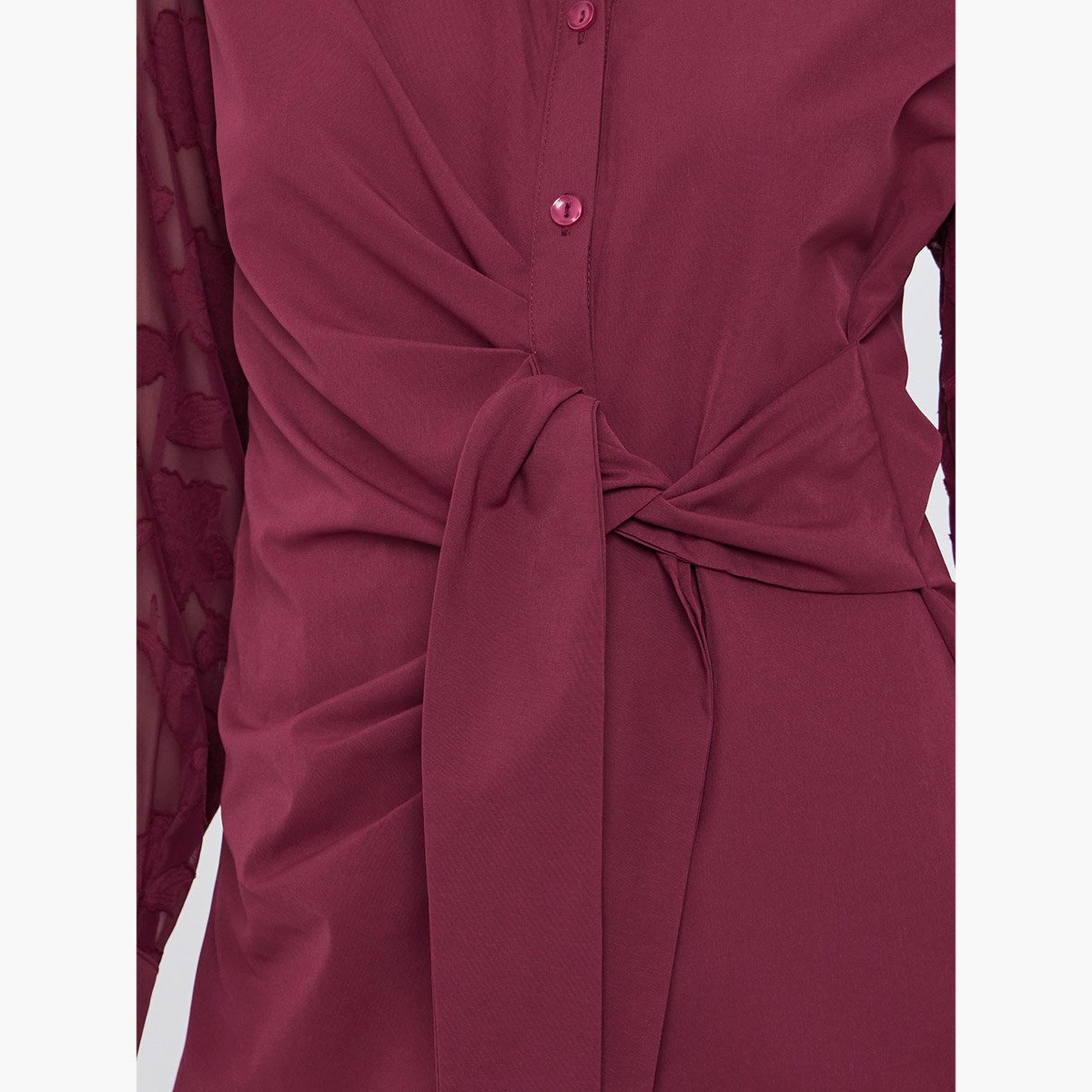 Styli Front Knot Lace Long Sleeve Buttoned Shirt-women-clothing-shirtsandblouses-shirts-image-3