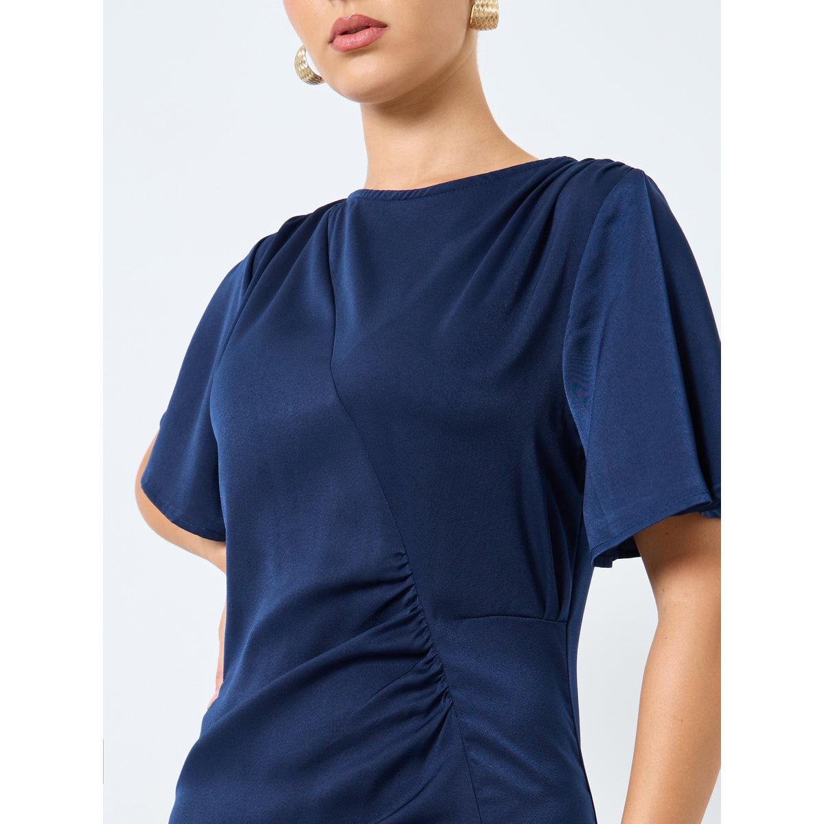 Styli Satin Gathered Detail A-Line Maxi Dress-women-clothing-dresses-image-4