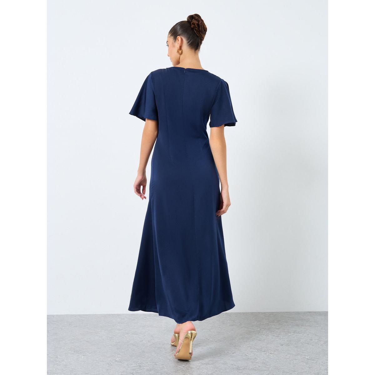 Styli Satin Gathered Detail A-Line Maxi Dress-women-clothing-dresses-image-5