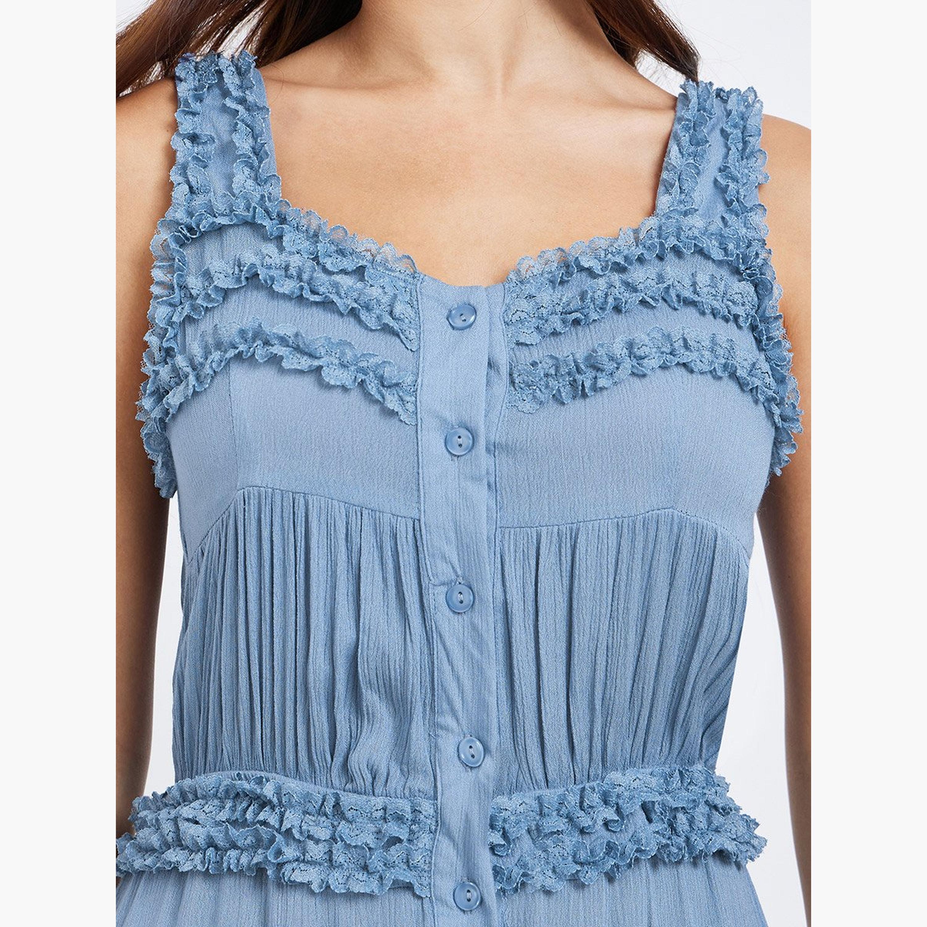 ستايلي - فستان ماكسي من الرايون المجعد مع حمالات-women-clothing-dresses-image-4