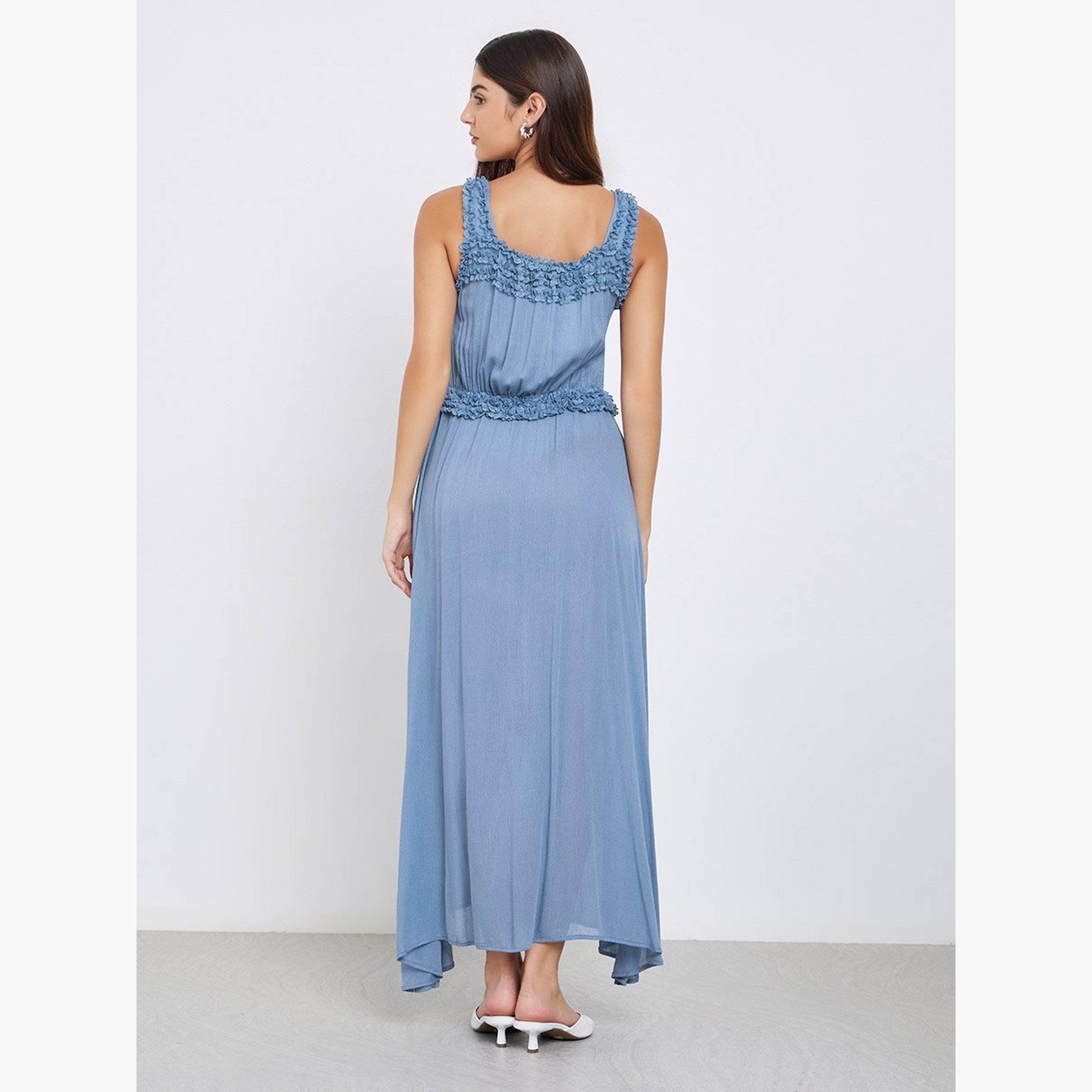 ستايلي - فستان ماكسي من الرايون المجعد مع حمالات-women-clothing-dresses-image-5