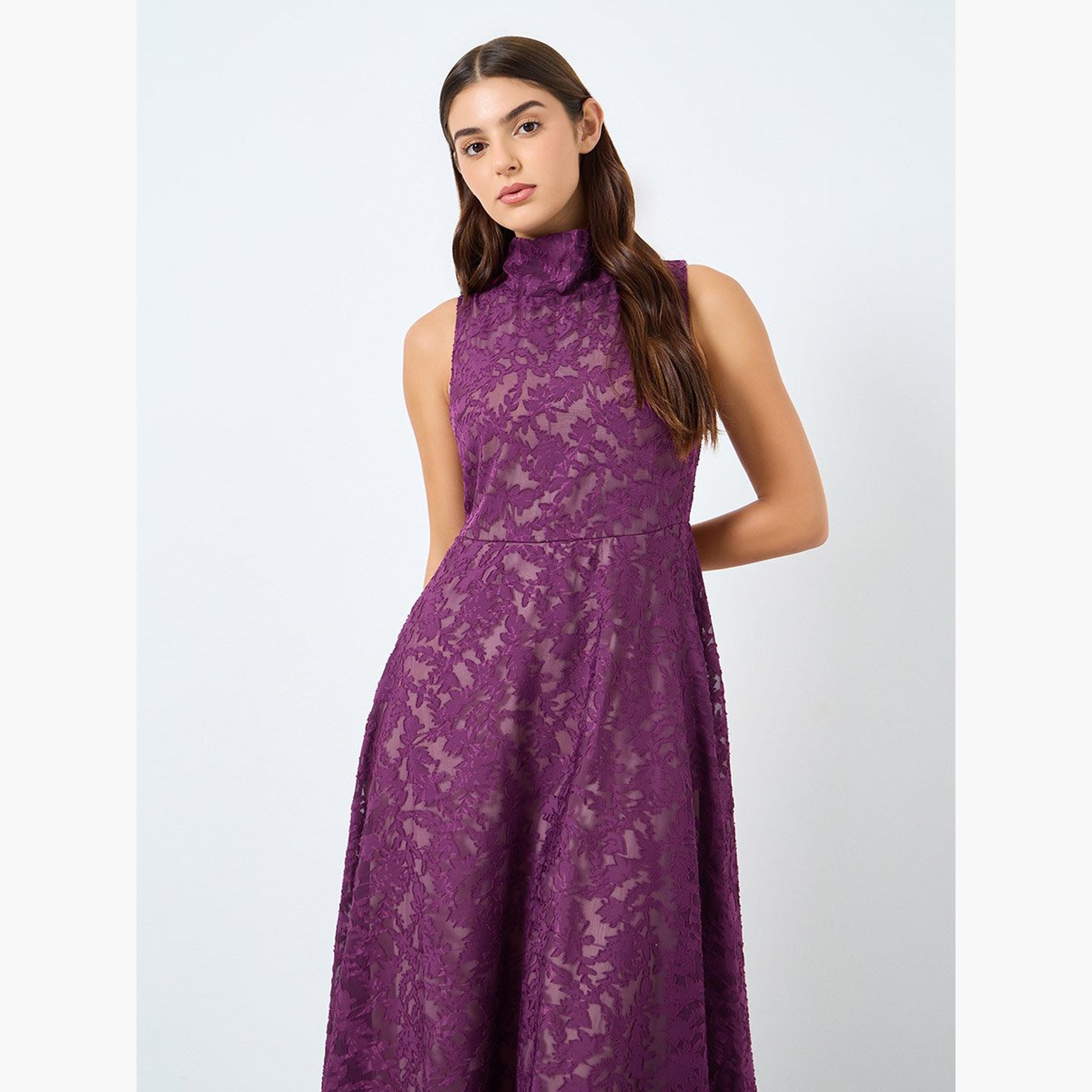Styli Lace Sleeveless High Neck Maxi Dress-women-clothing-dresses-image-3