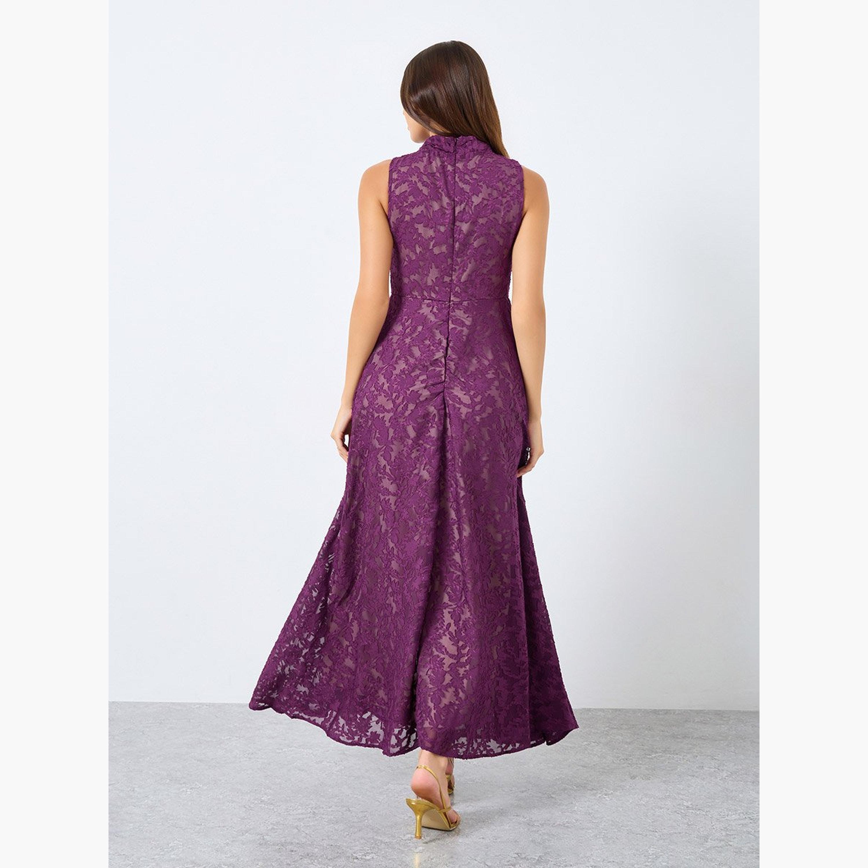 Styli Lace Sleeveless High Neck Maxi Dress-women-clothing-dresses-image-5