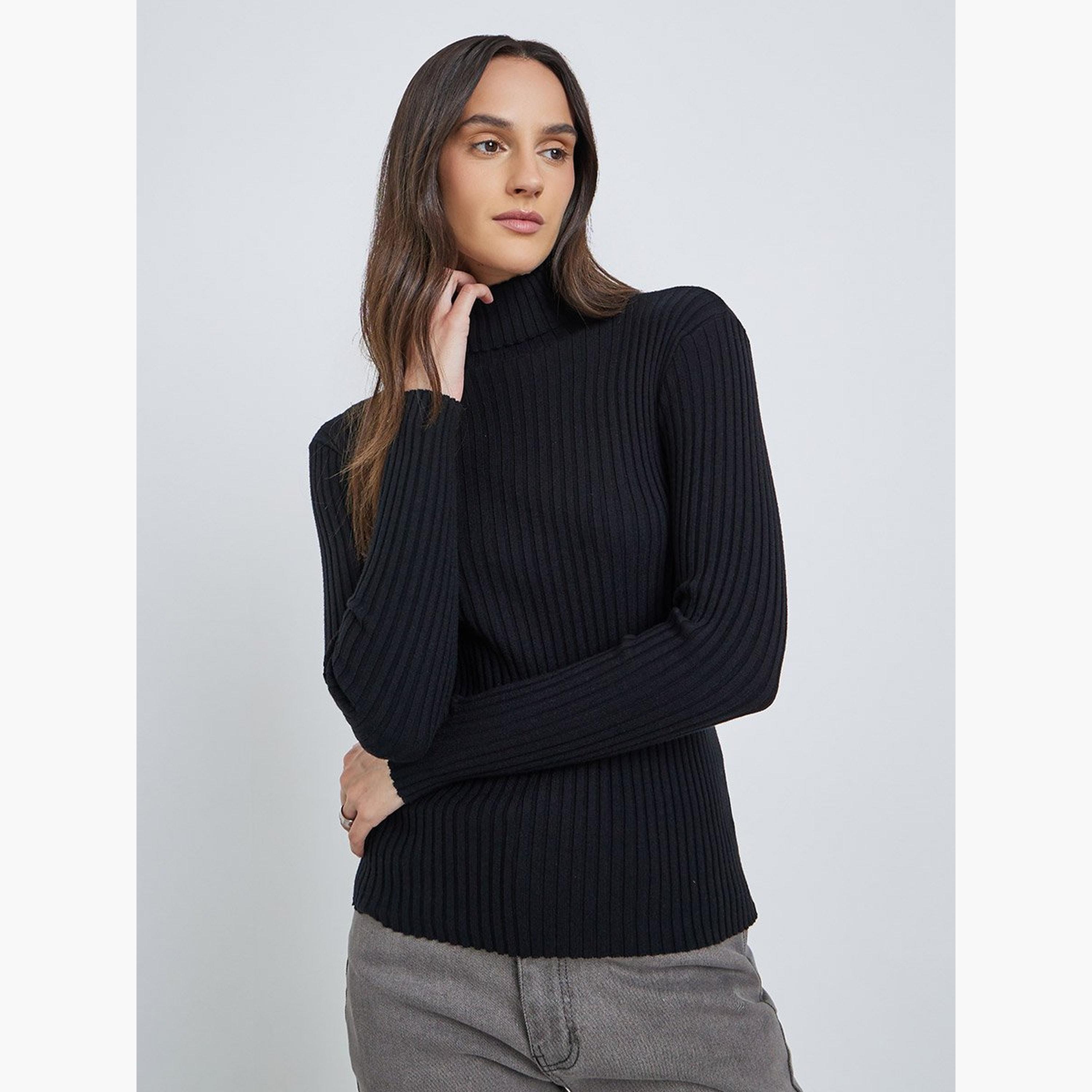 Styli Turtle Neck Ribbed Long Sleeve Top-women-clothing-shirtsandblouses-blouses-image-1