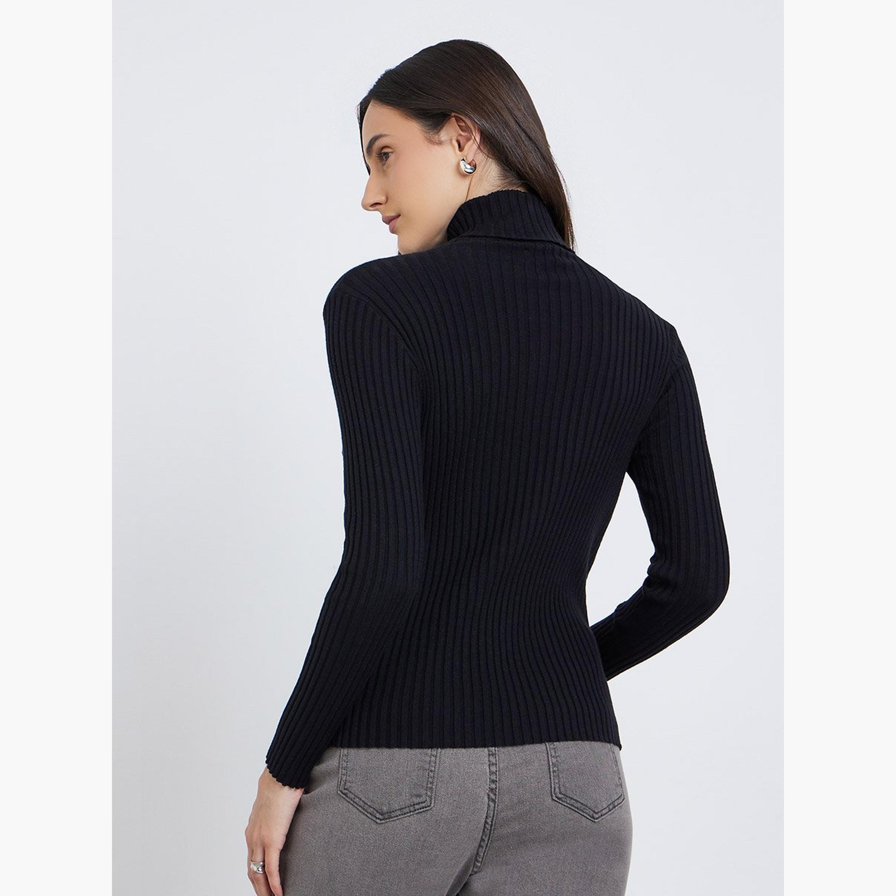 ستايلي - بلوزة مضلعة بأكمام طويلة ورقبة مدورة-women-clothing-shirtsandblouses-blouses-image-4