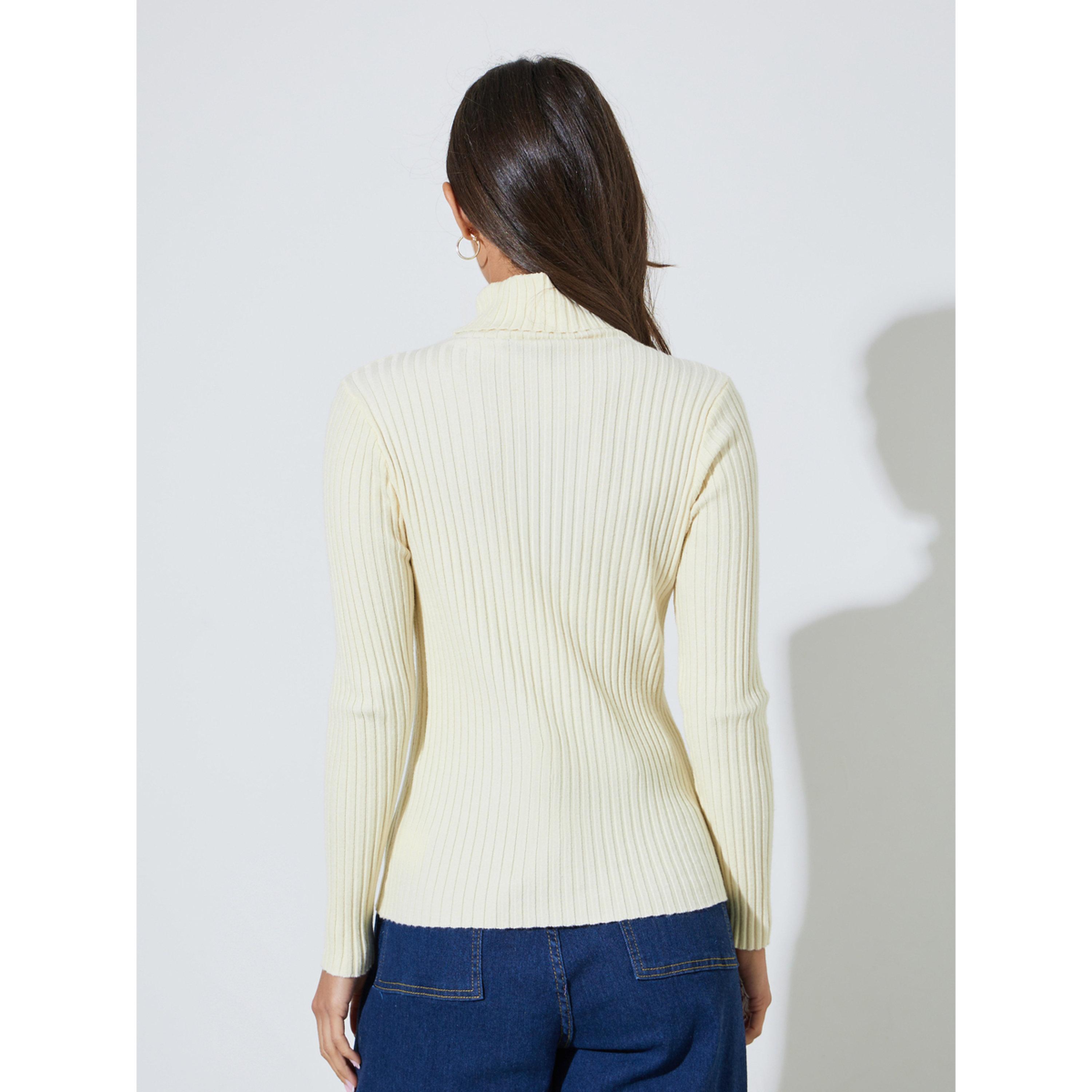 ستايلي - بلوزة أنيقة بأكمام طويلة مضلعة وياقة عالية-women-clothing-shirtsandblouses-blouses-image-3