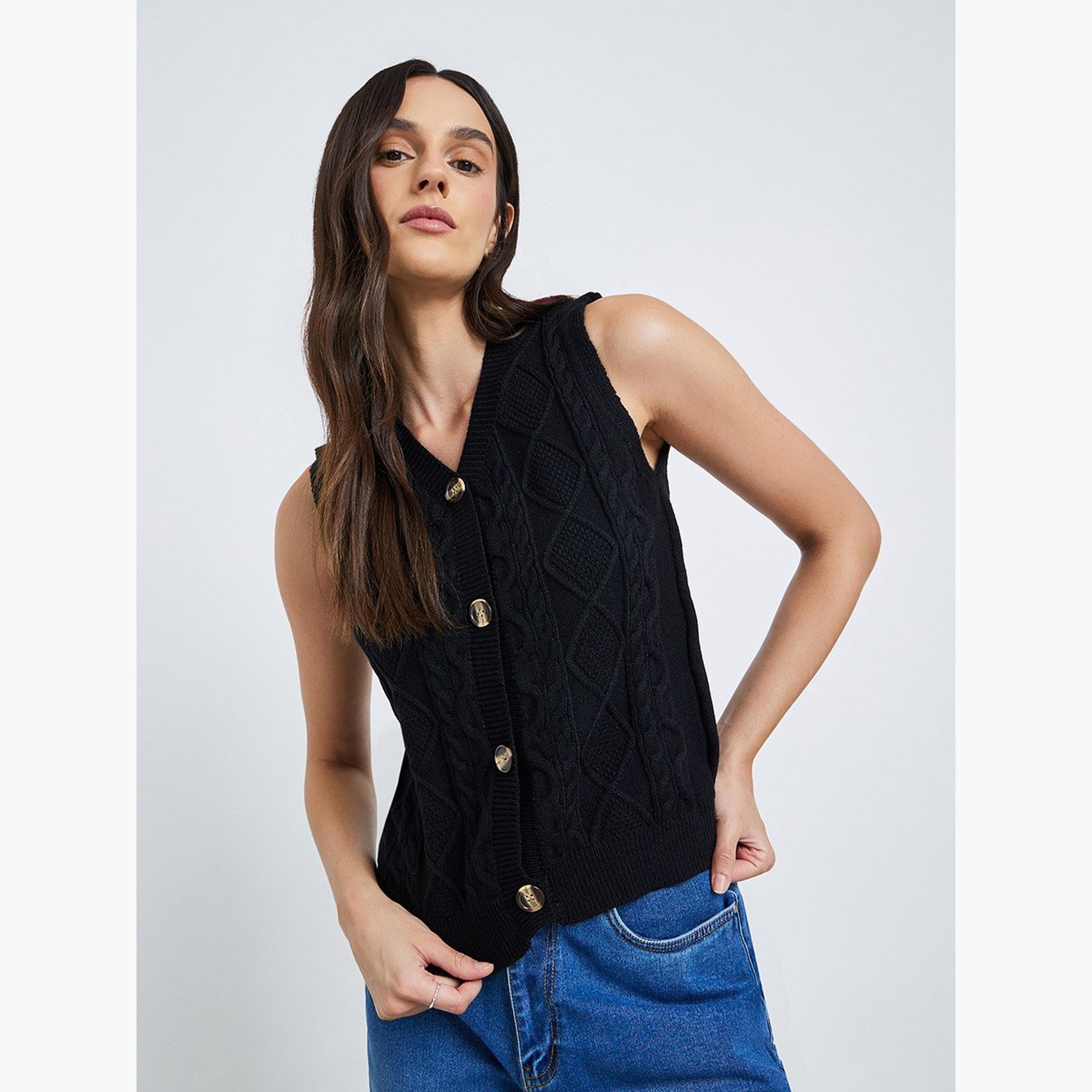 ستايلي - سترة محبوكة بدون أكمام وأزرار-women-clothing-coatsandjackets-waistcoats-image-1