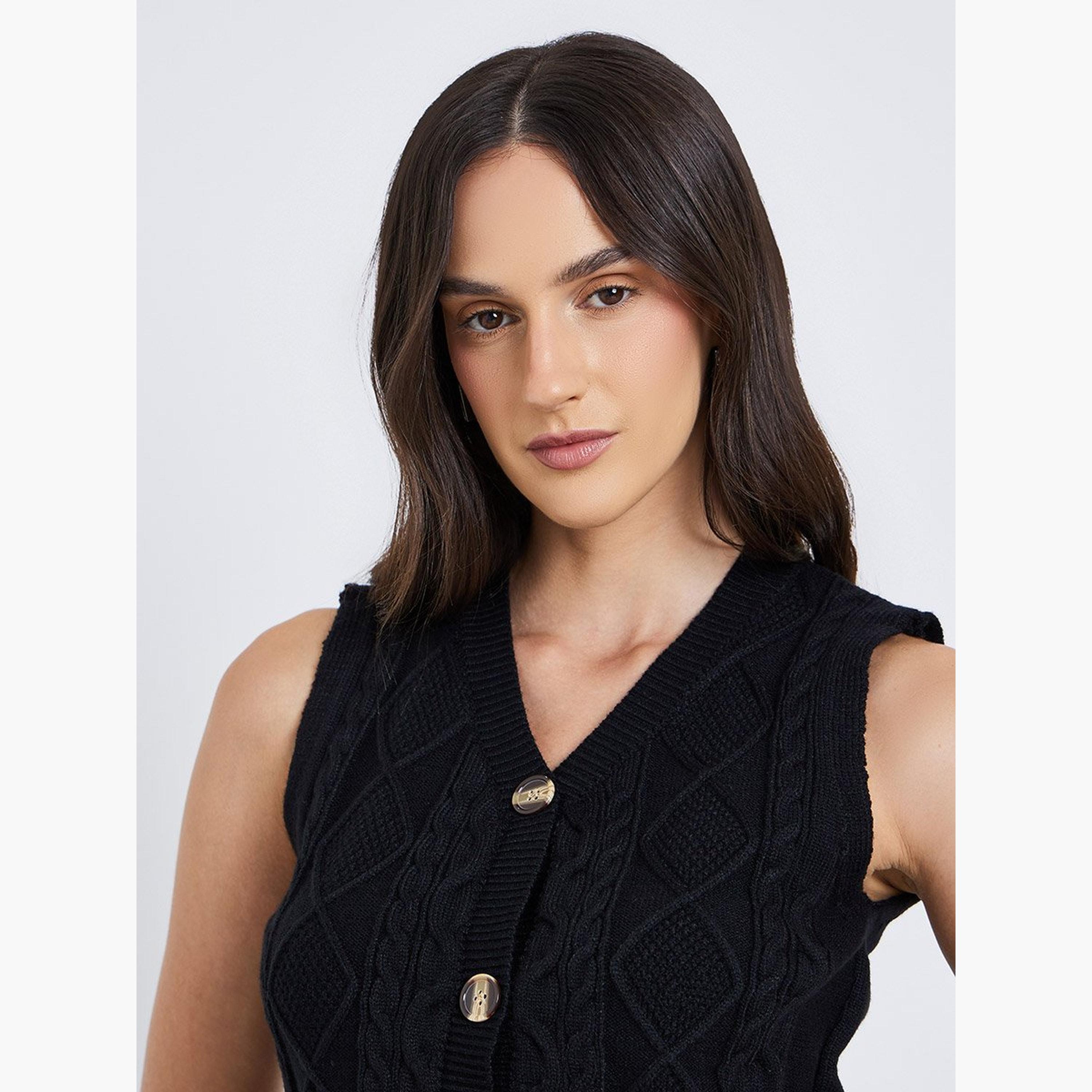 ستايلي - سترة محبوكة بدون أكمام وأزرار-women-clothing-coatsandjackets-waistcoats-image-3